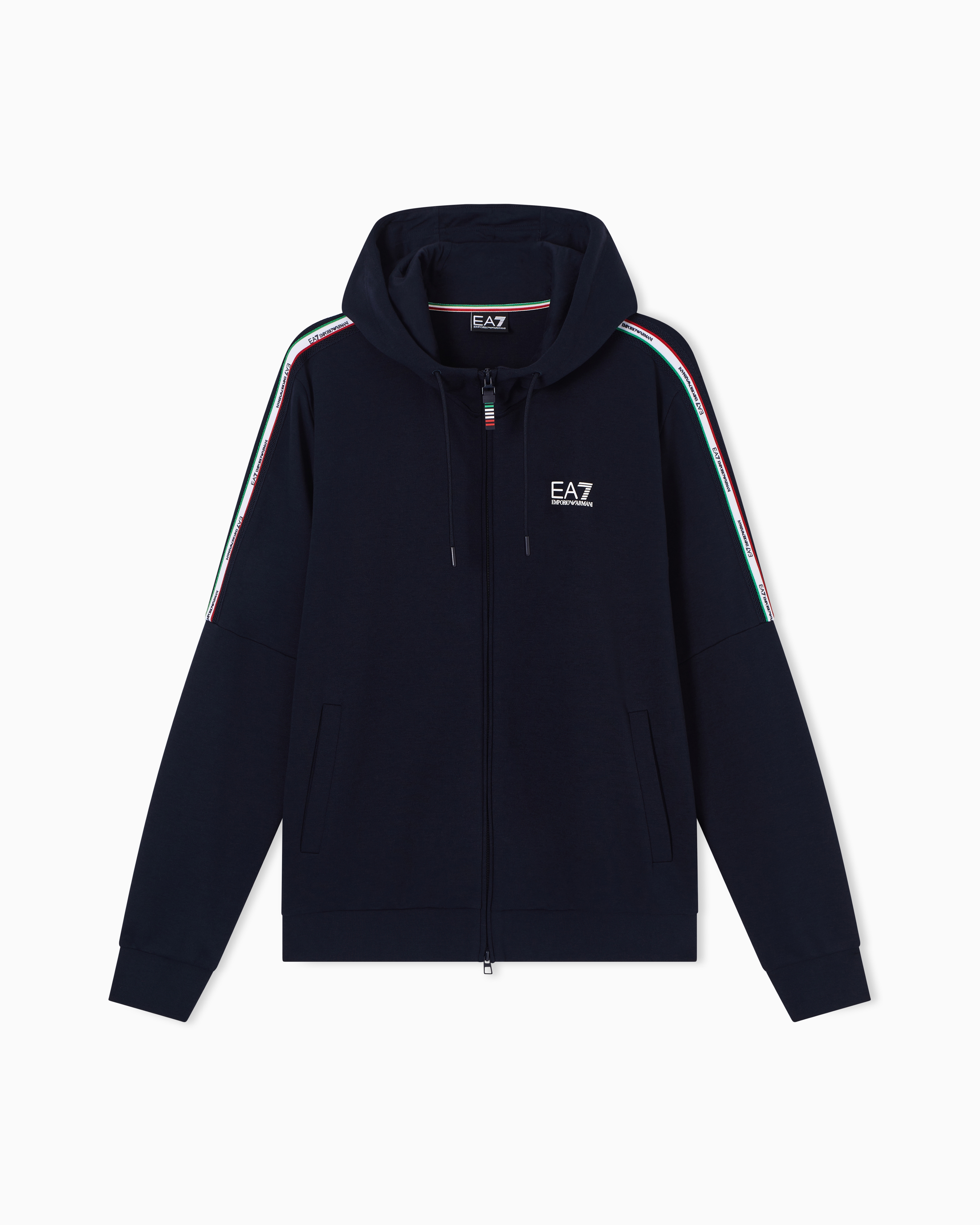 Ea7 Navy Blue Italian Spirit Jersey Hooded Sweatshirt