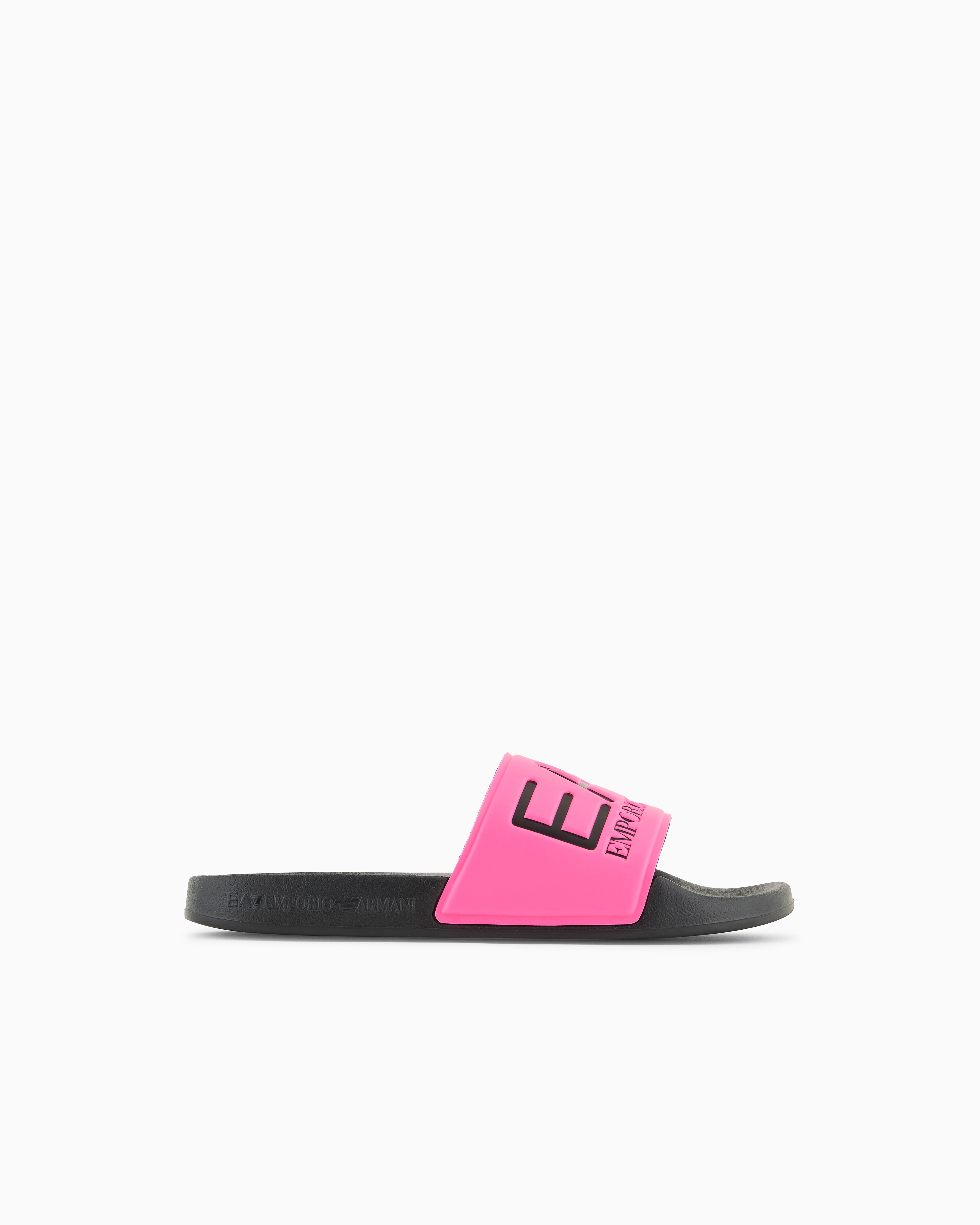 Ea7 Unisex Fuchsia Slides With Oversized Logo