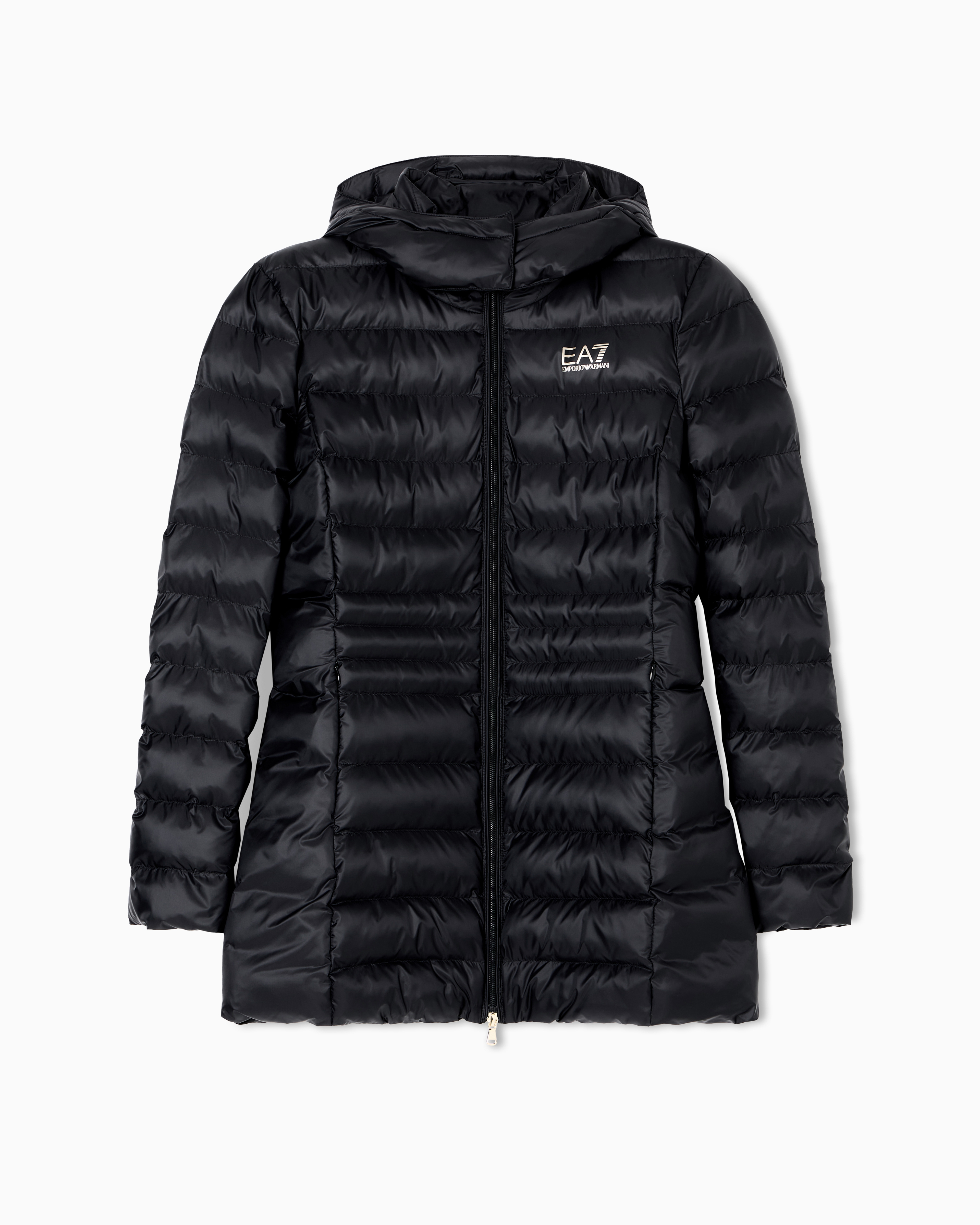 Ea7 Caban Con Cappuccio In Nylon Imbottito