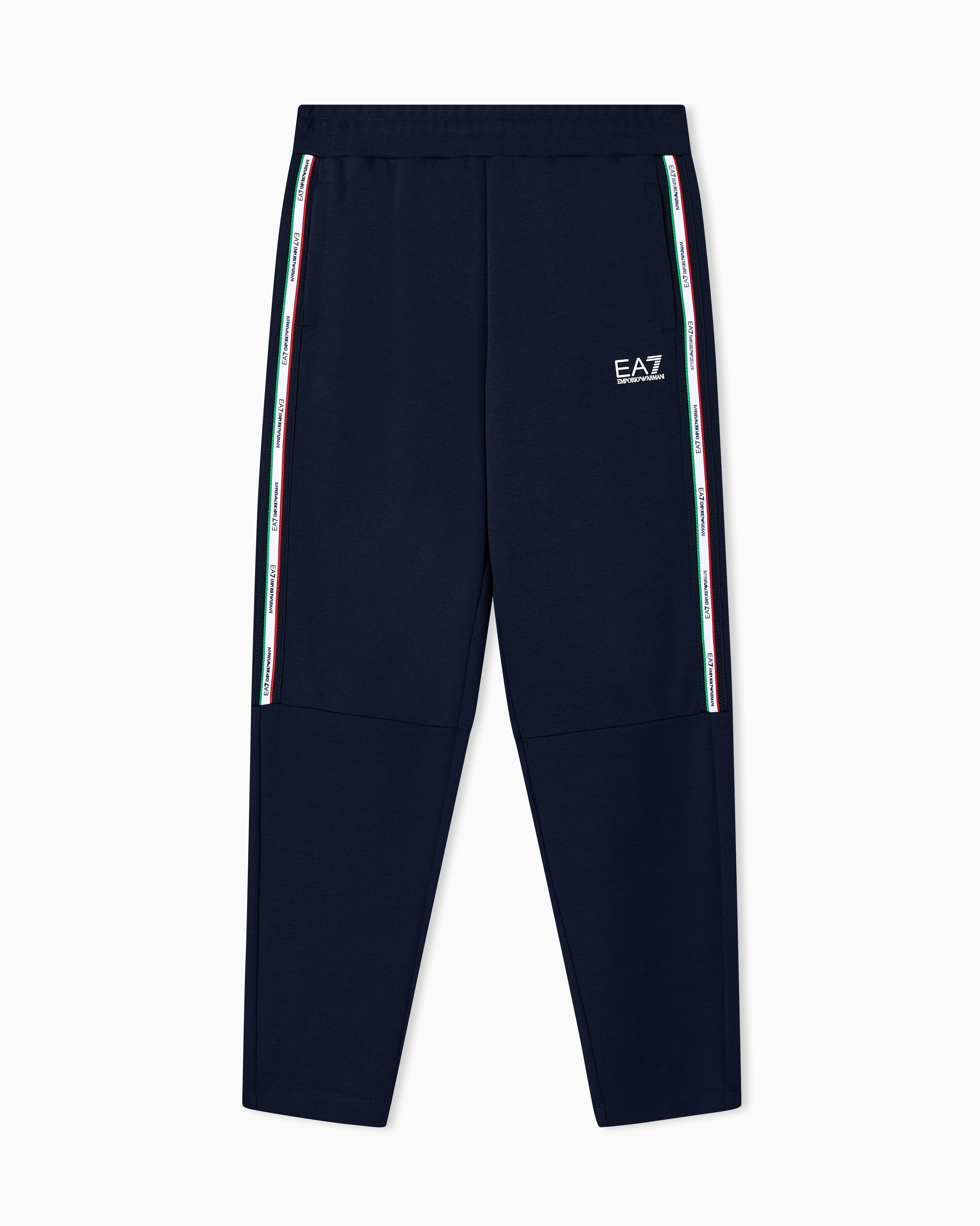 Ea7 Navy Blue Italian Spirit Cotton-Blend Joggers