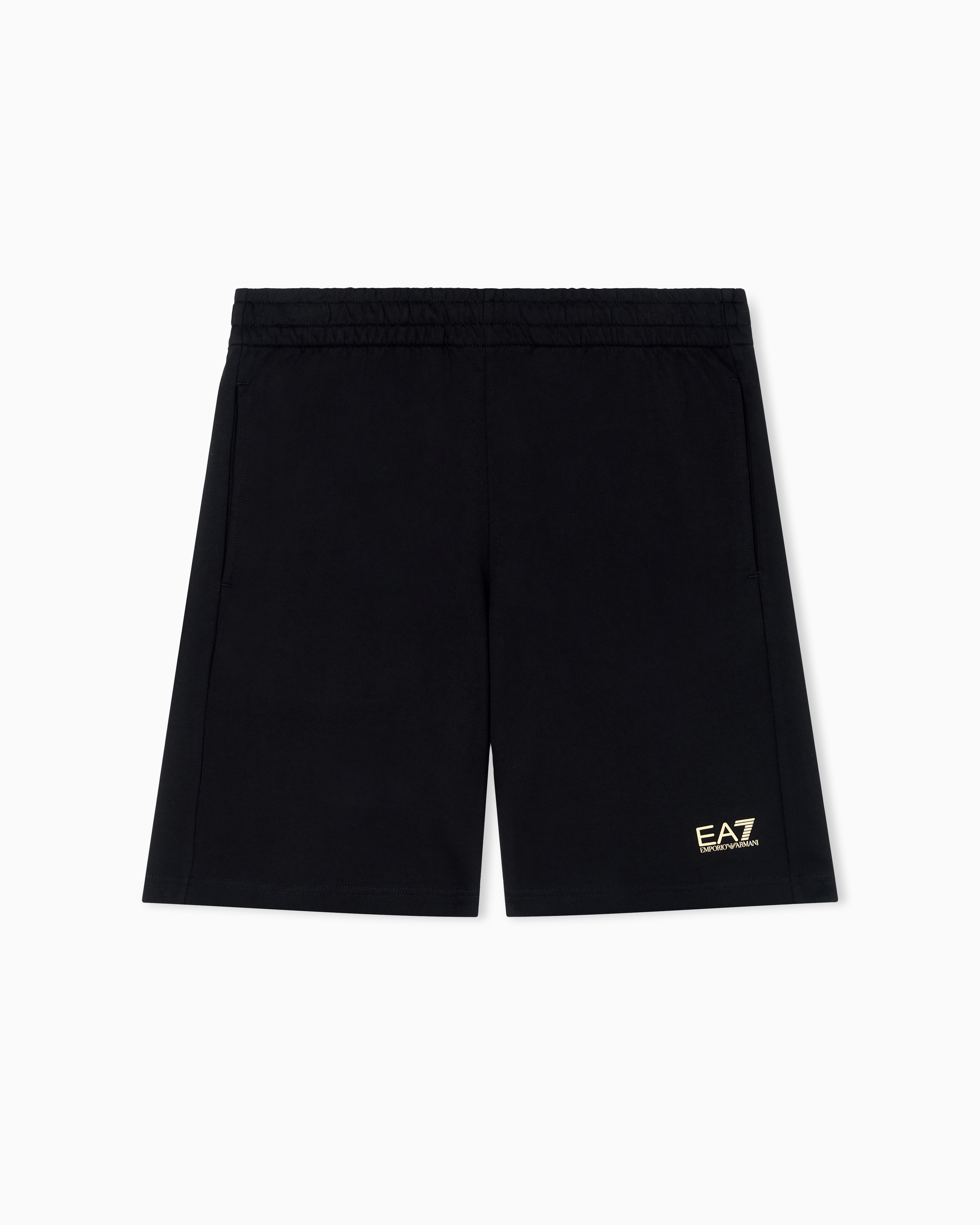 Ea7 Black Core Identity Cotton Shorts