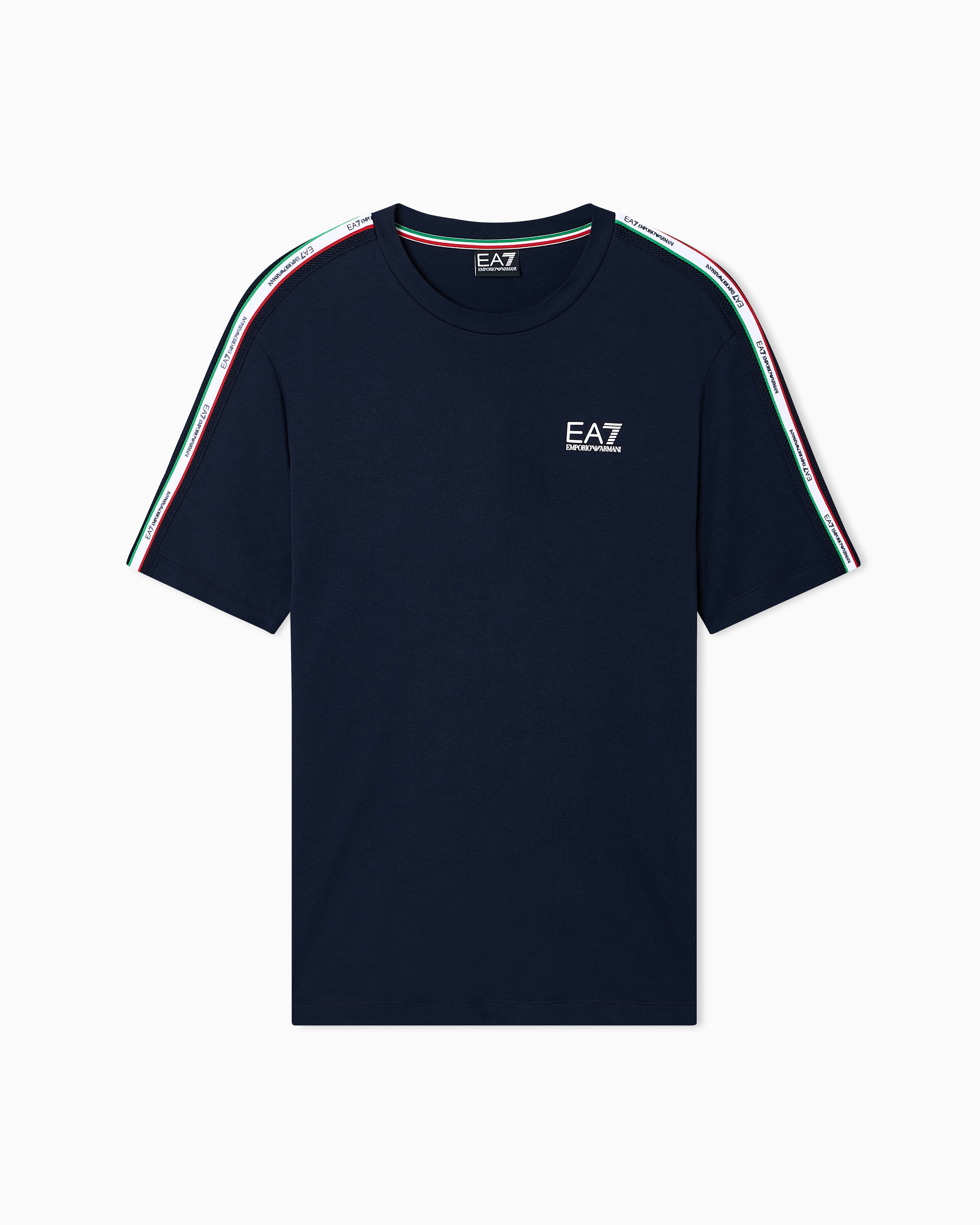 Ea7 Navy Blue Italian Spirit Cotton-Jersey Crew-Neck T-Shirt