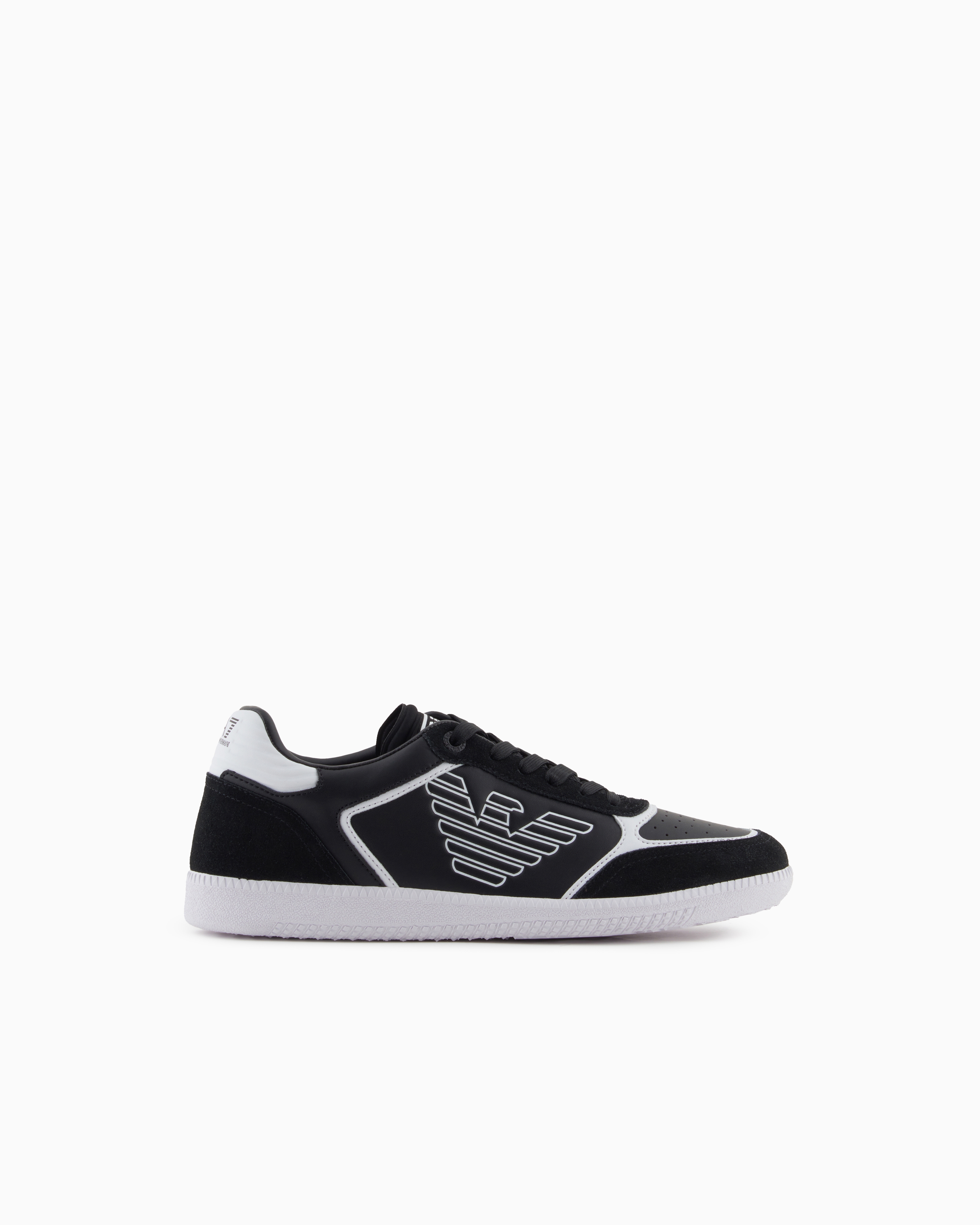 Ea7 Unisex Black High-Top Sneaker In Leather And Suede New Heritage Eagle
