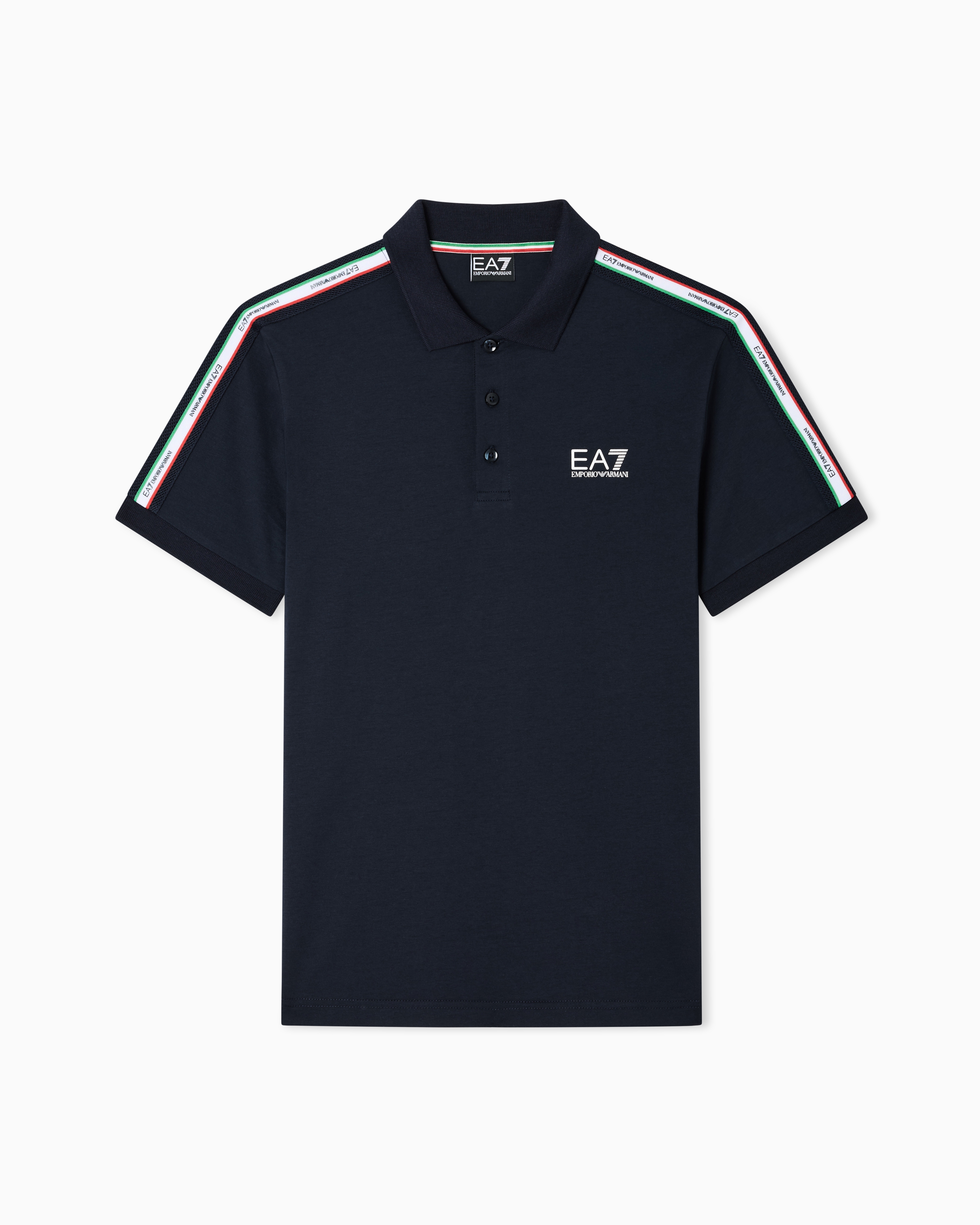 Ea7 Navy Blue Italian Spirit Cotton-Jersey Polo Shirt