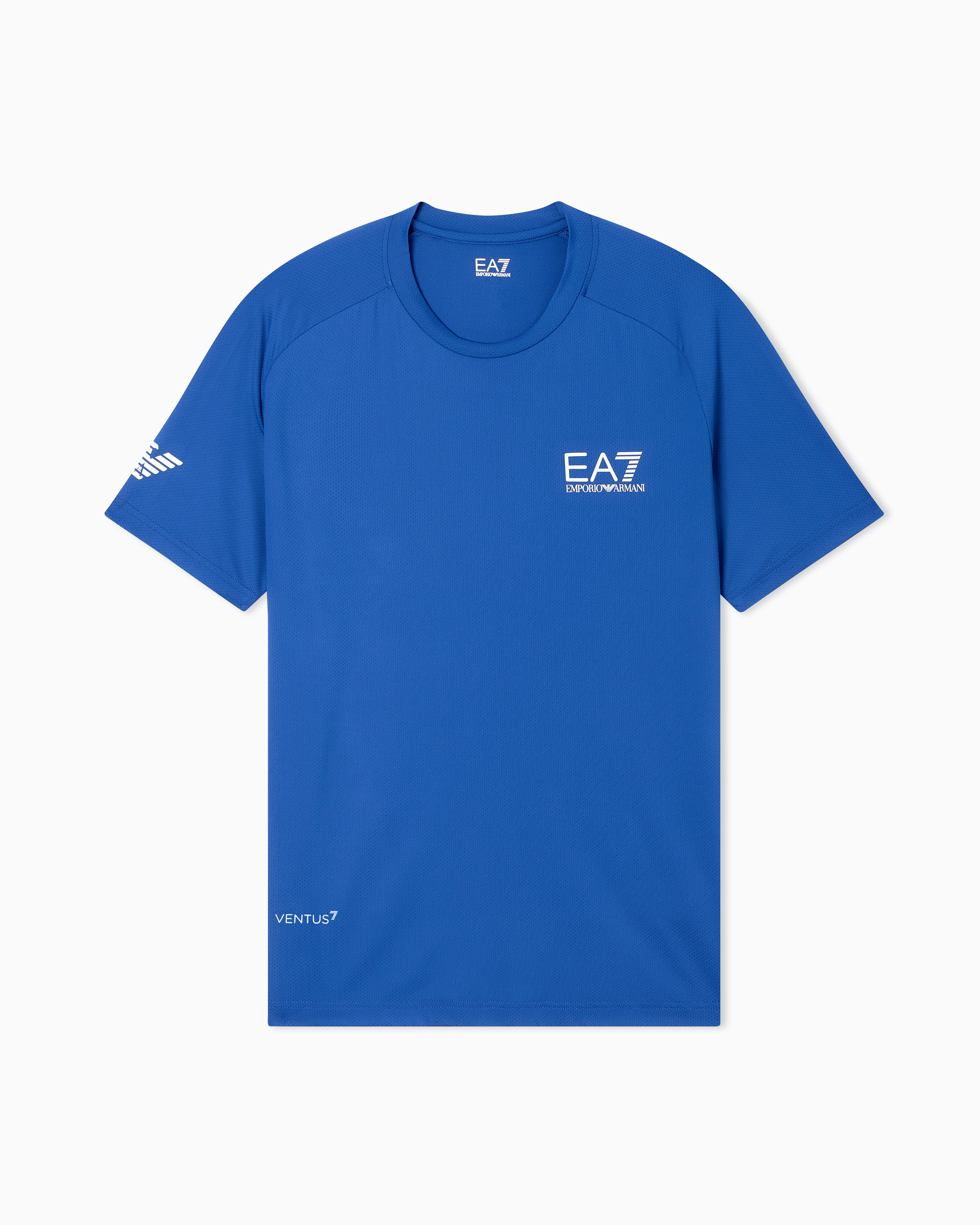 Ea7 Men's Blue Breathable Technical Fabric Ventus7 Shirt Tennis Pro