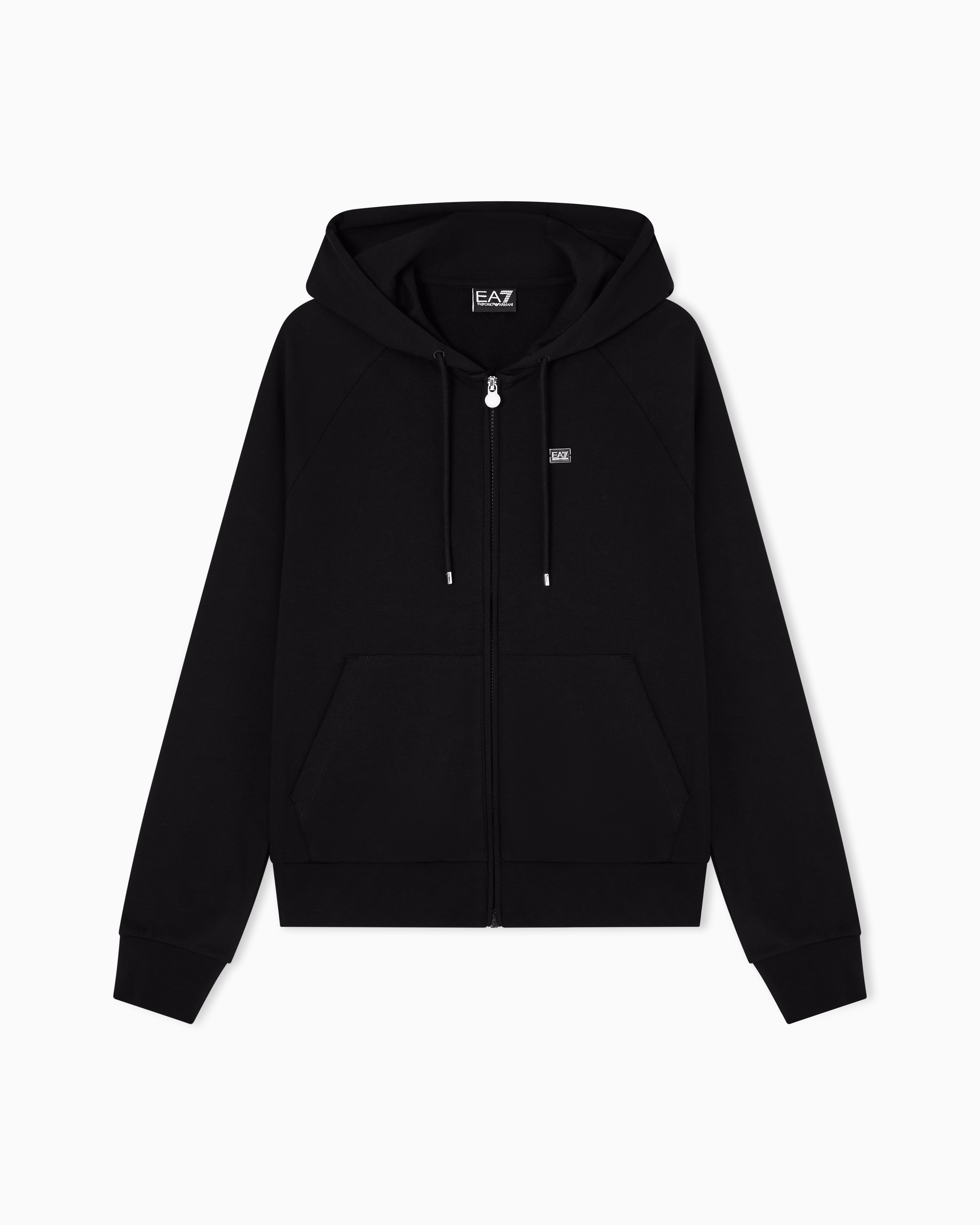 Ea7 Felpa Con Cotone Stretch Con Cappuccio E Zip Core Lady