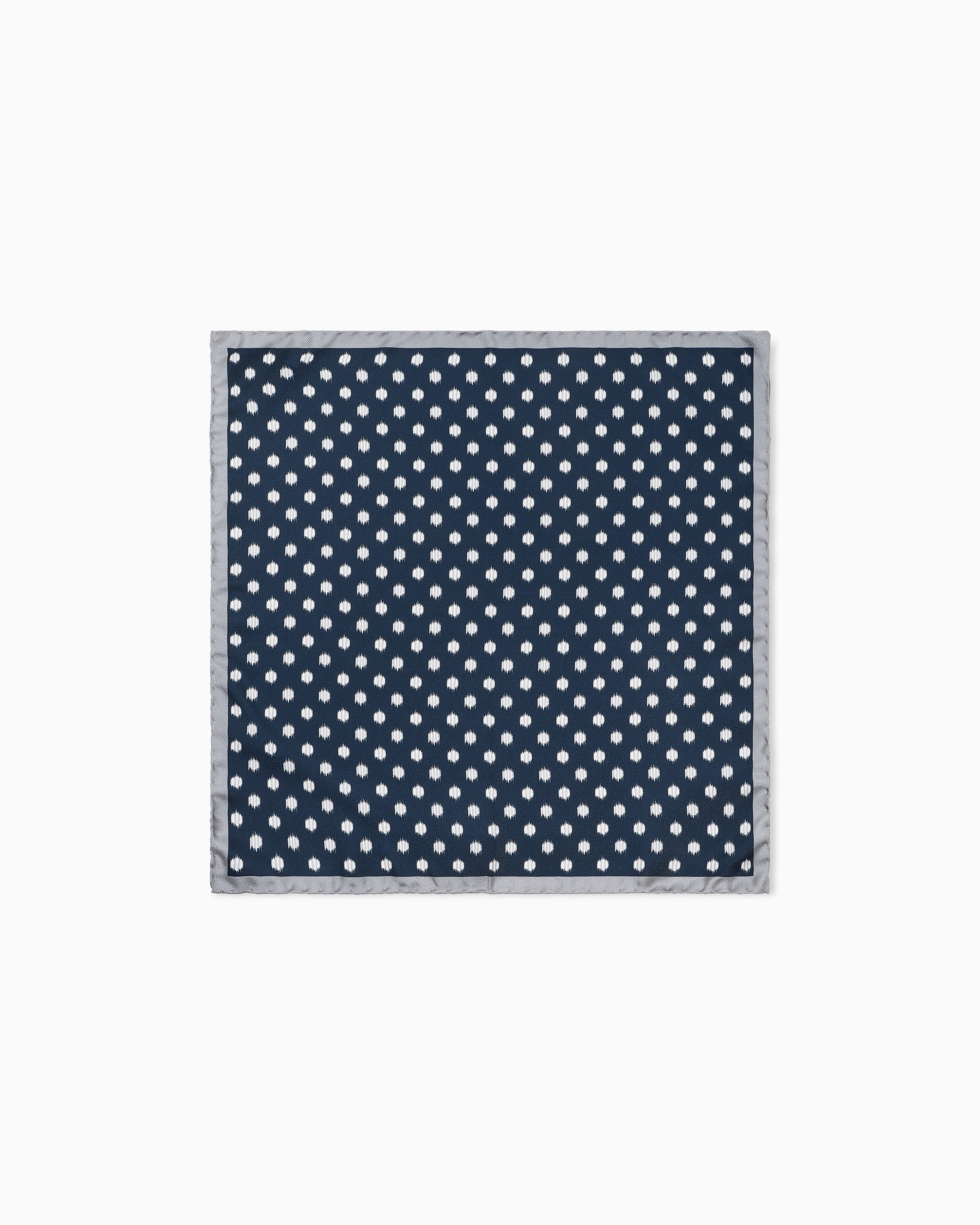 Giorgio Armani Navy Blue Printed Silk Pocket Square