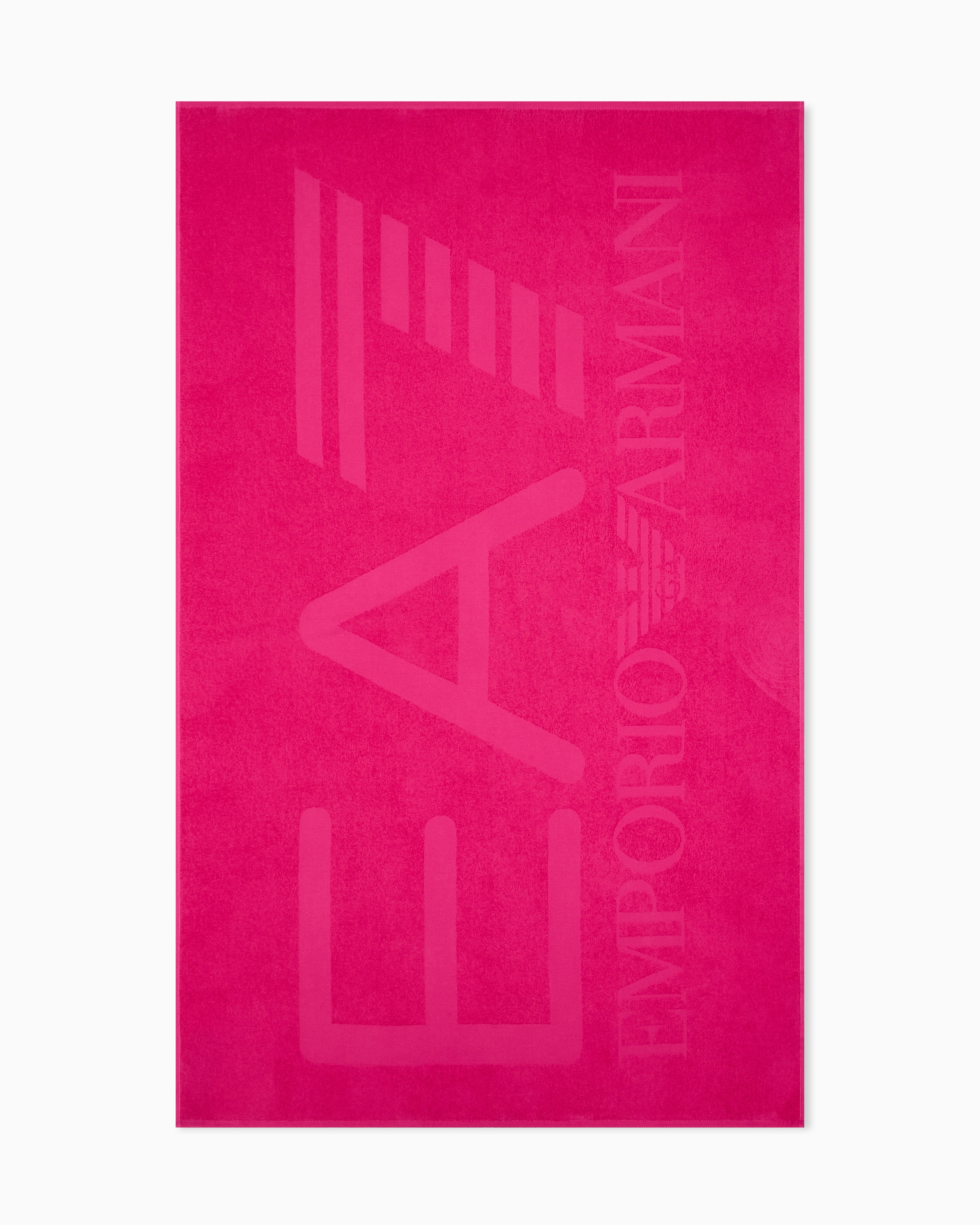 Ea7 Unisex Fuchsia Cotton Beach Towel With Logo