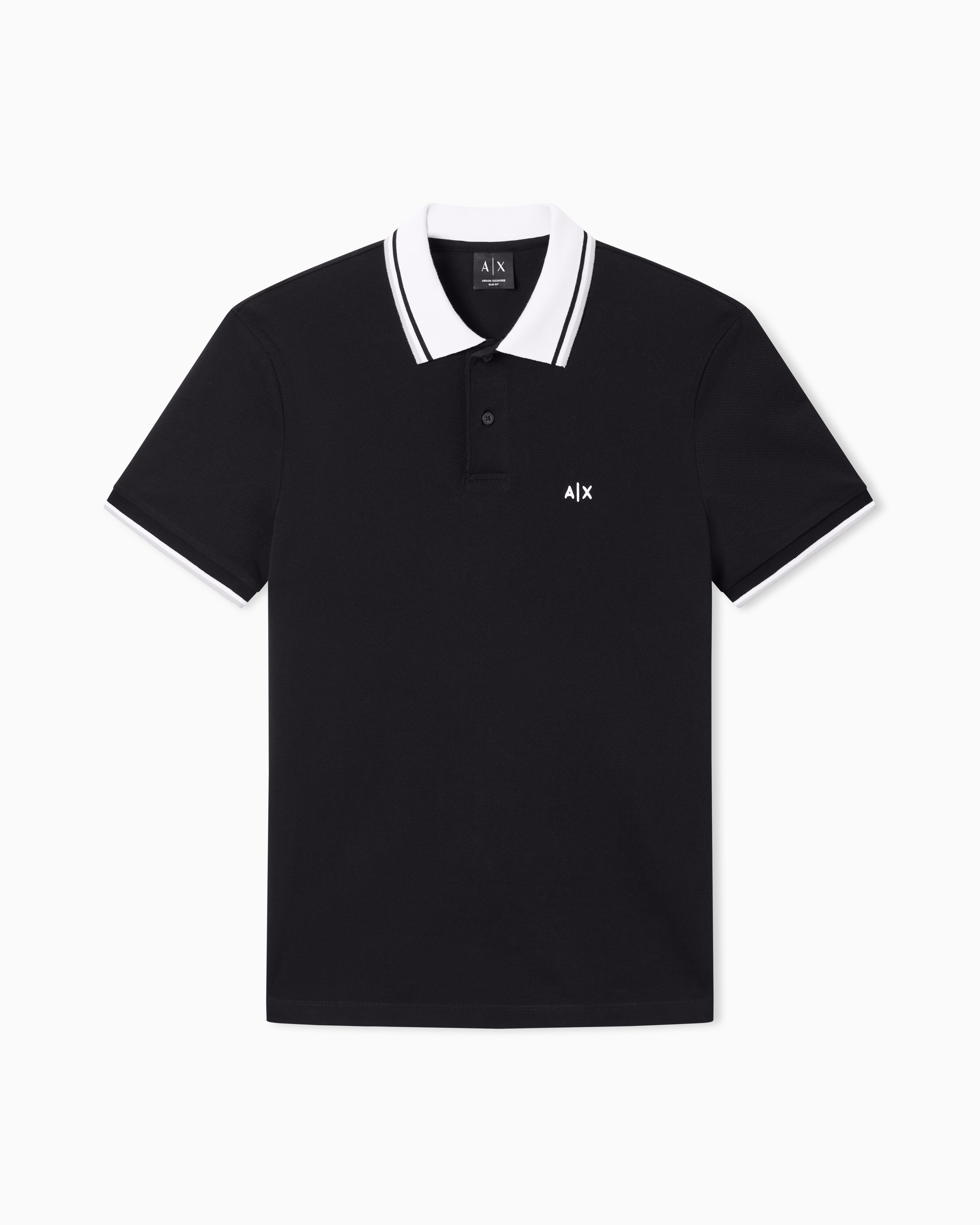 Armani Exchange Black Cotton Polo Shirt
