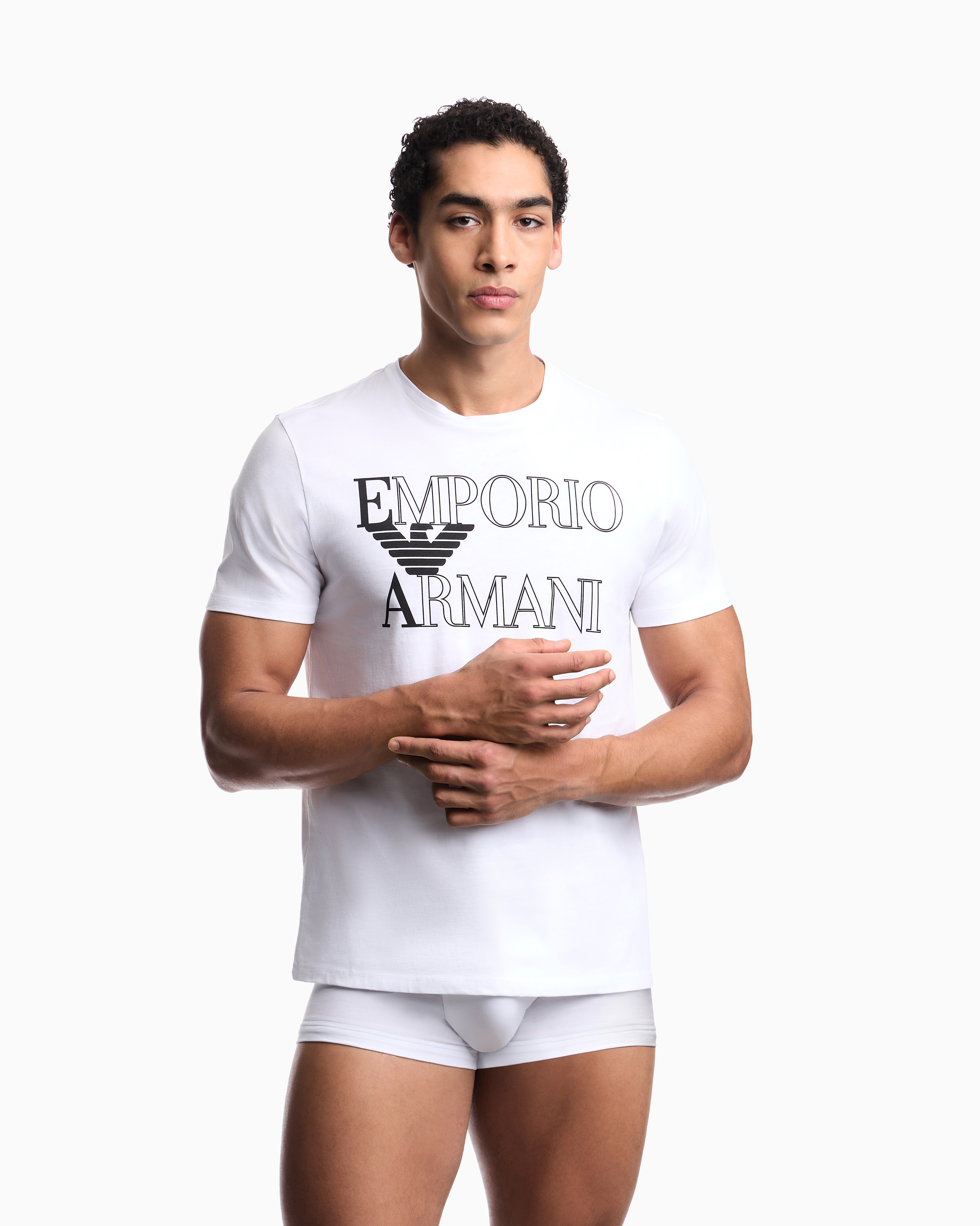 Bold logo beachwear T-shirt in jersey | Emporio Armani