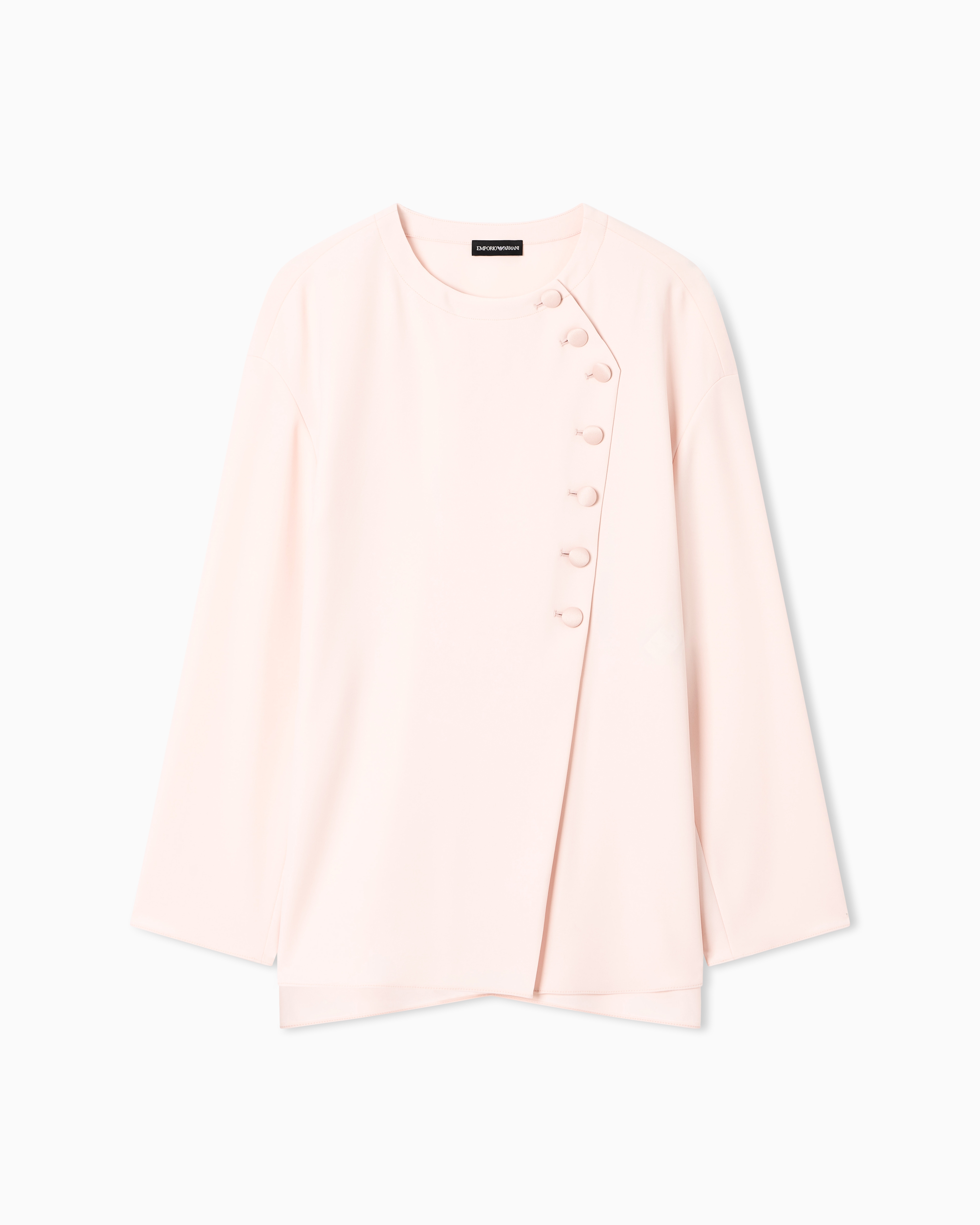 Emporio Armani Pink Blouse With Asymmetrical Closure In Technical Cady