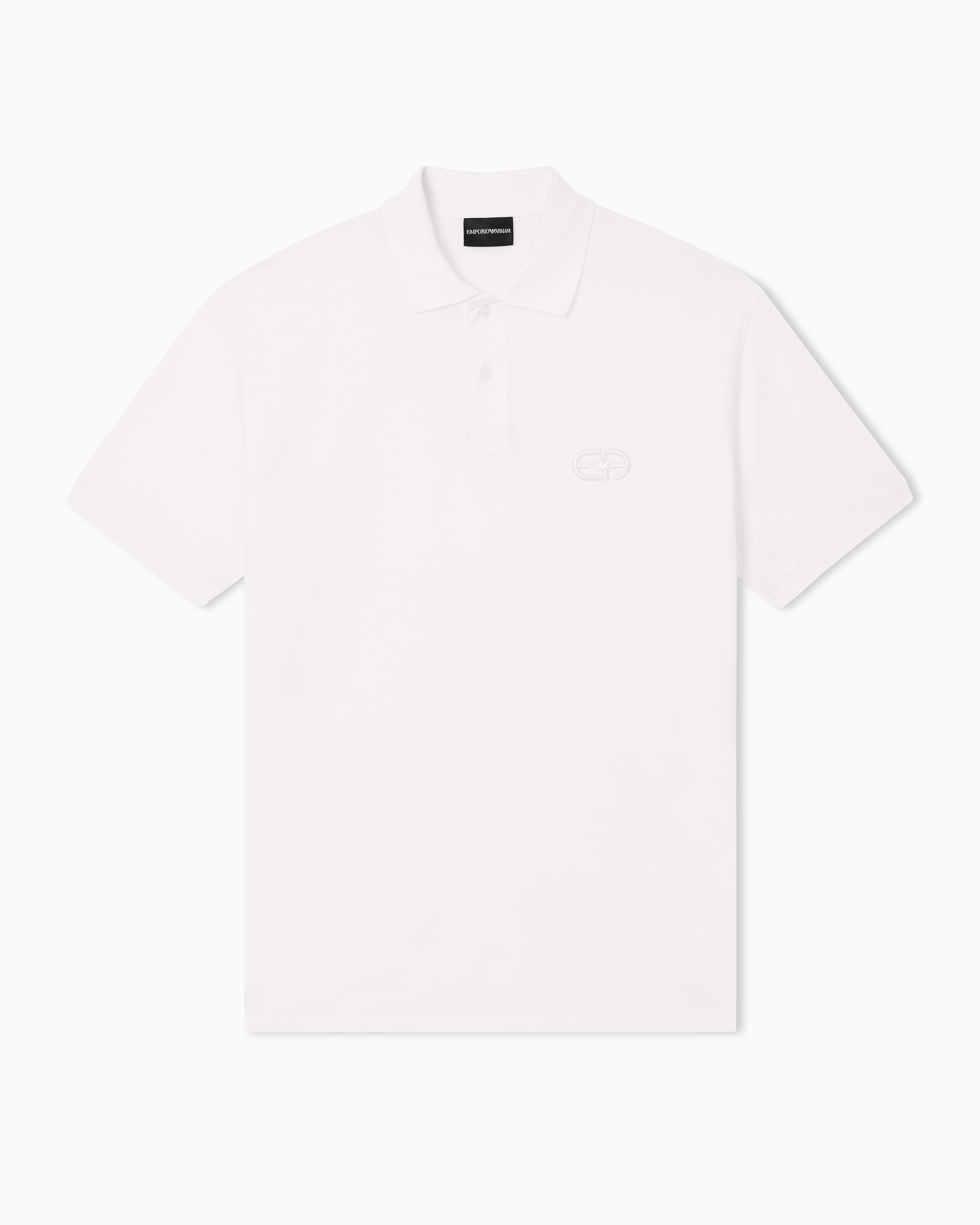 Emporio Armani White Jersey Polo Shirt With Embossed Ea Logo Embroidery