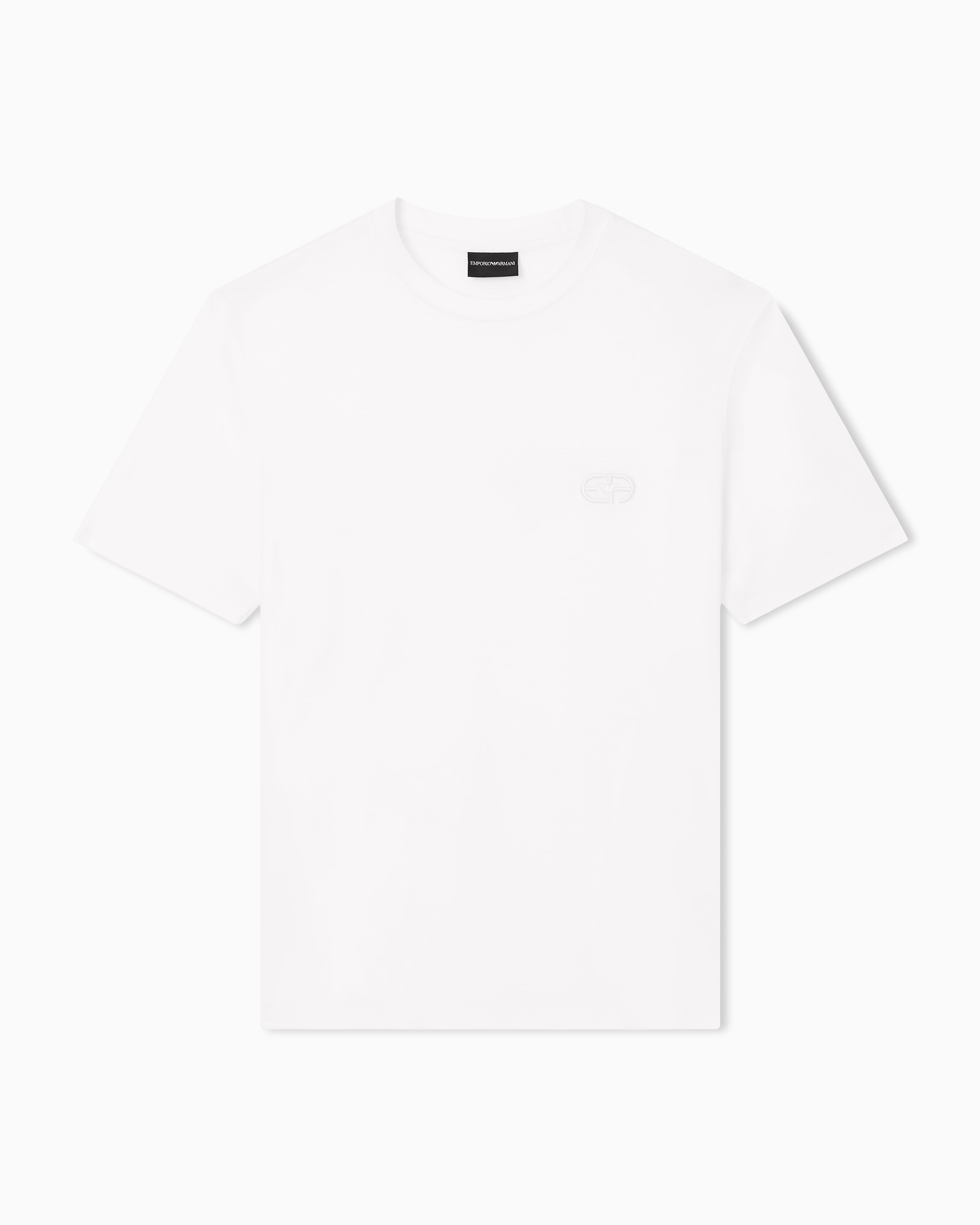 Emporio Armani White Lyocell Blend Jersey T-Shirt With Ea Logo Embroidery