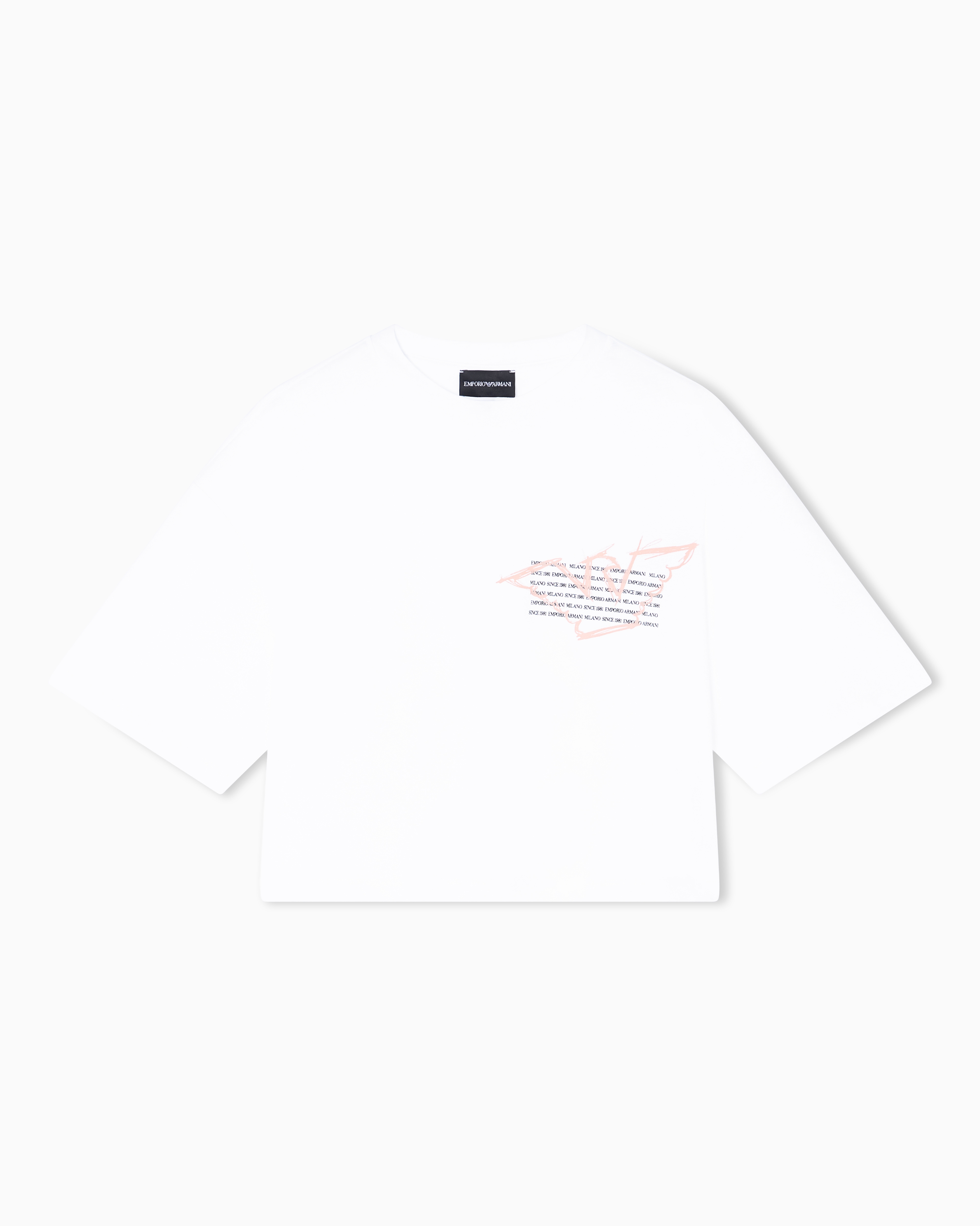 Emporio Armani T-Shirt Cropped In Jersey Con Stampa Aquila