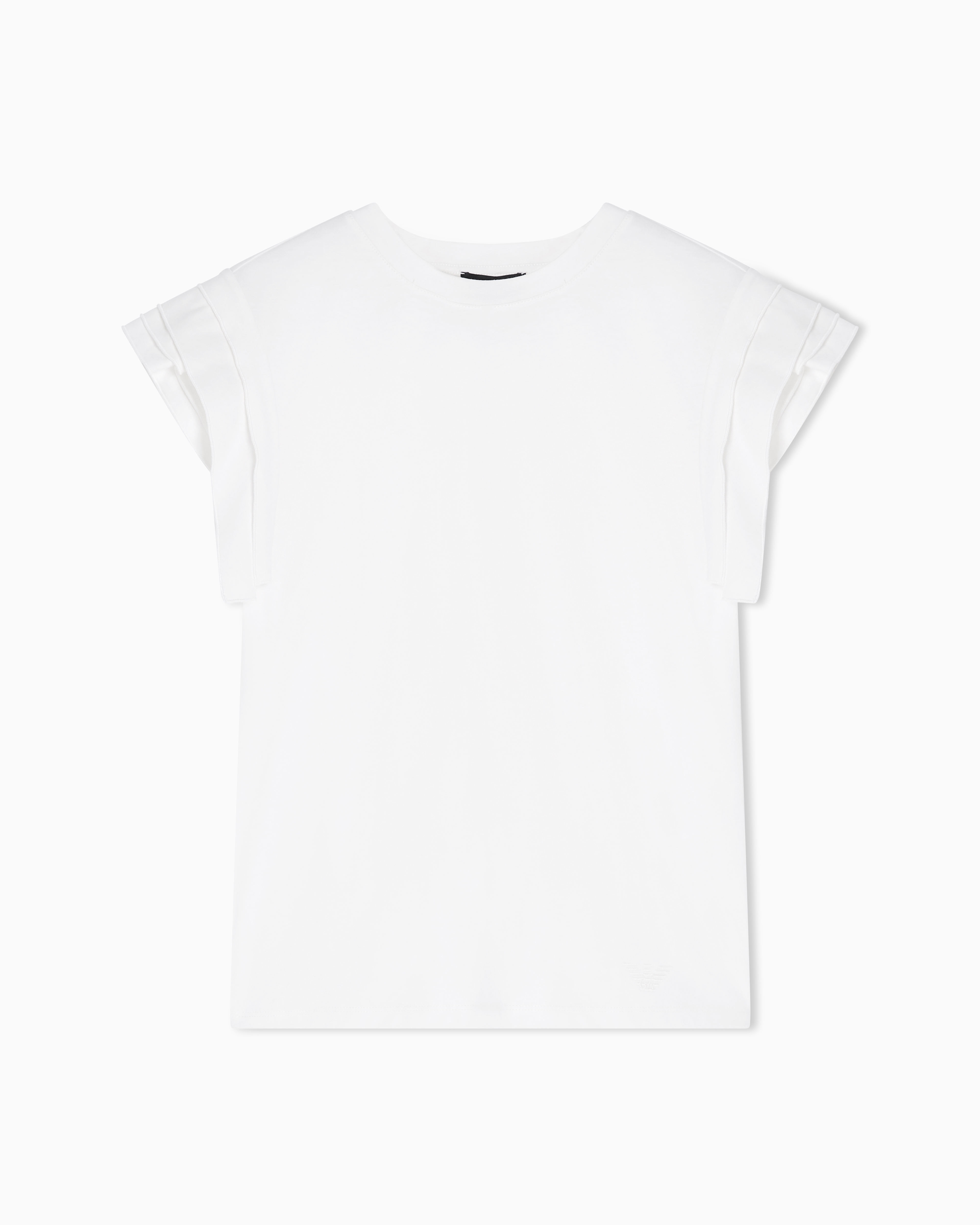 Emporio Armani T-Shirt In Jersey Con Volant Su Maniche Asv