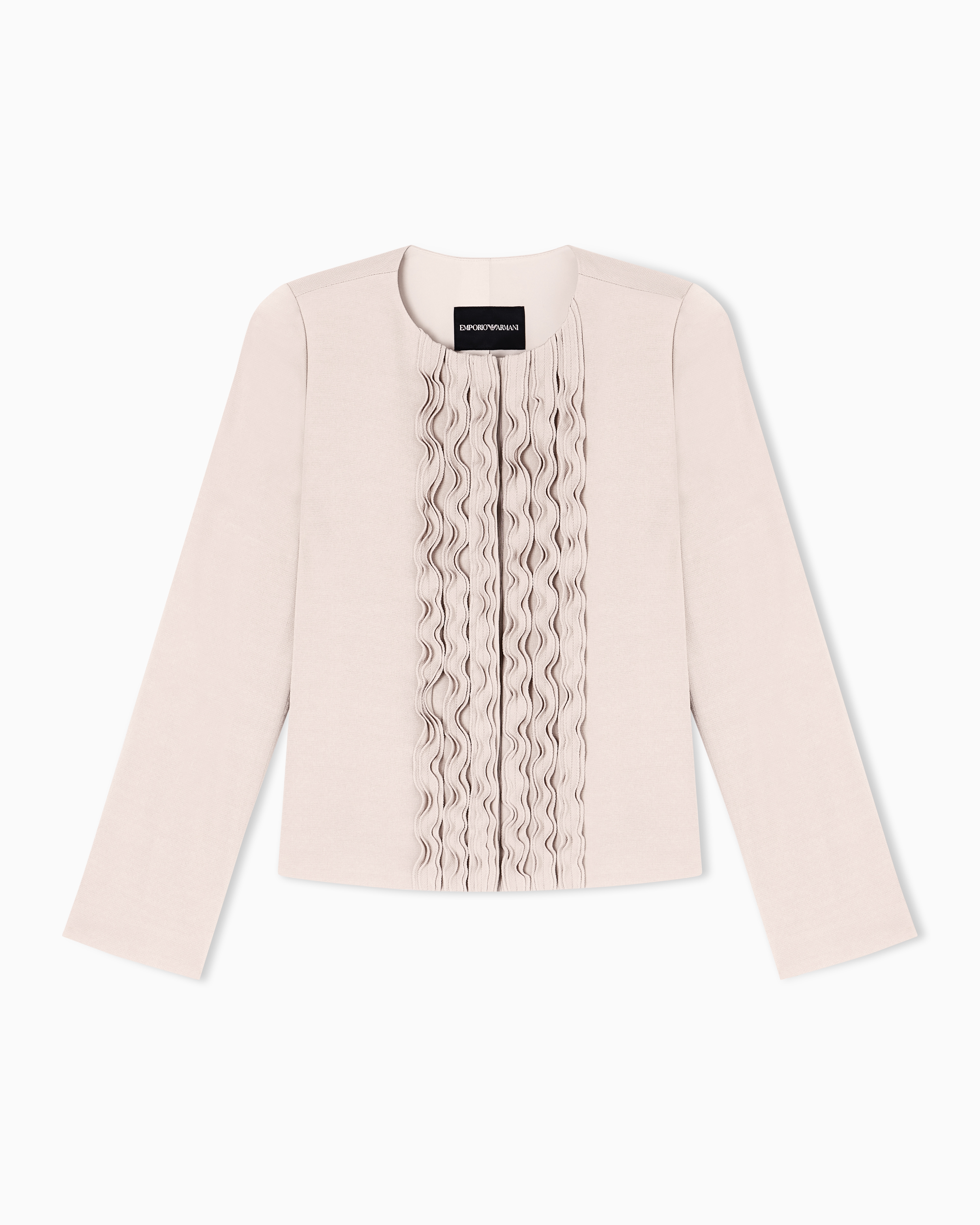 Emporio Armani Beige Armure Fabric Jacket With Ruffles