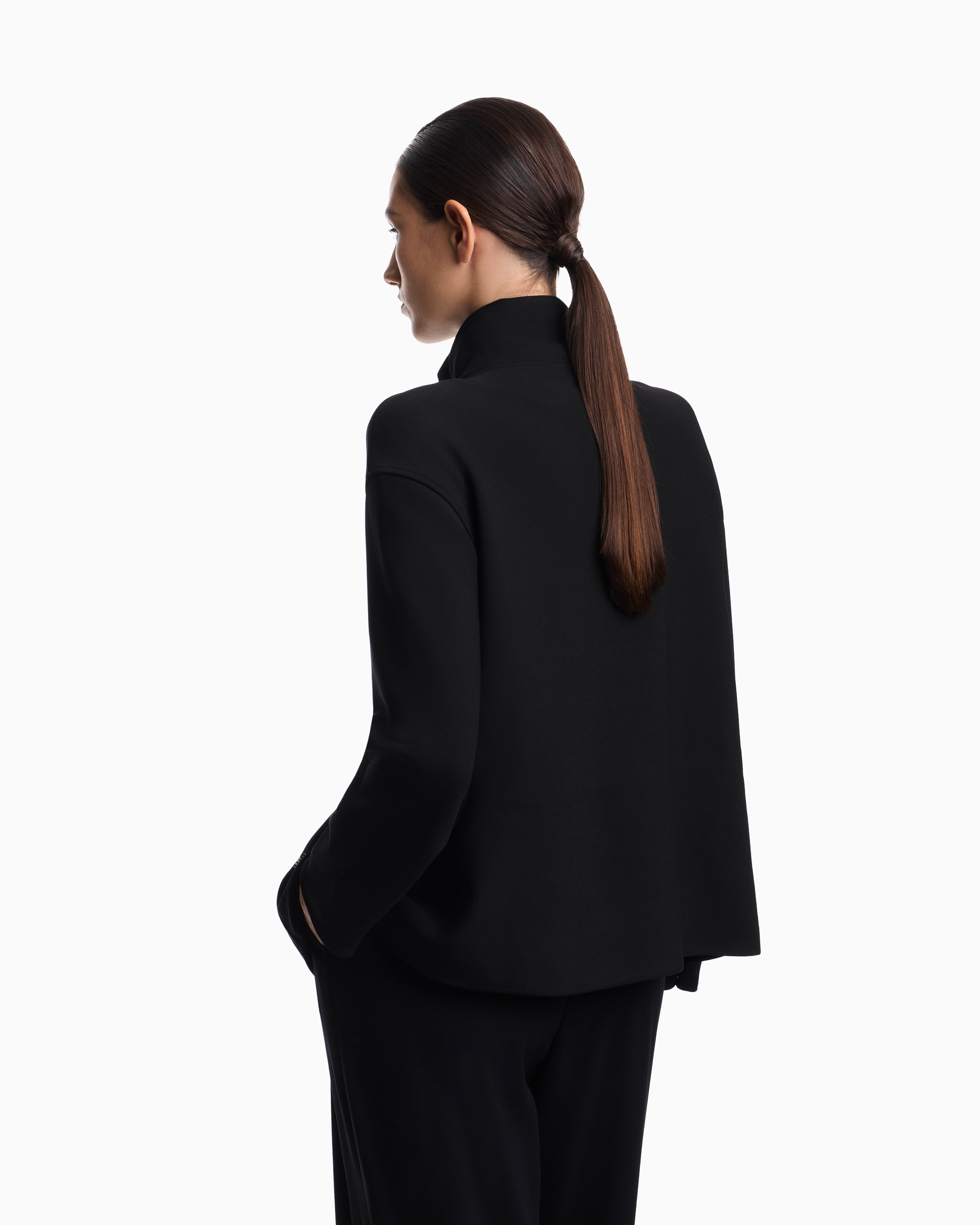 Full-zip crêpe jersey blouson | Emporio Armani