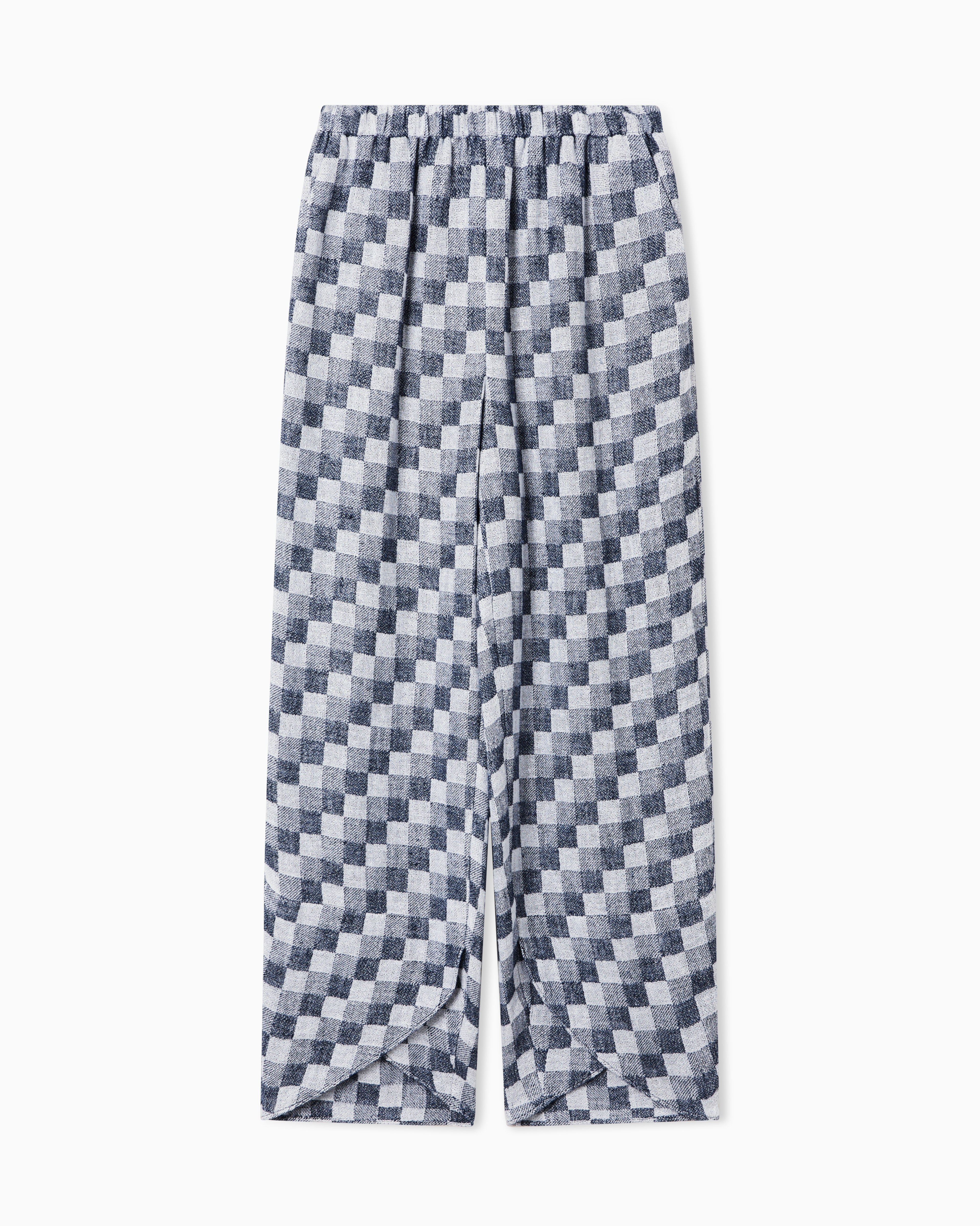 Emporio Armani Blue Check Linen Gauze Trousers