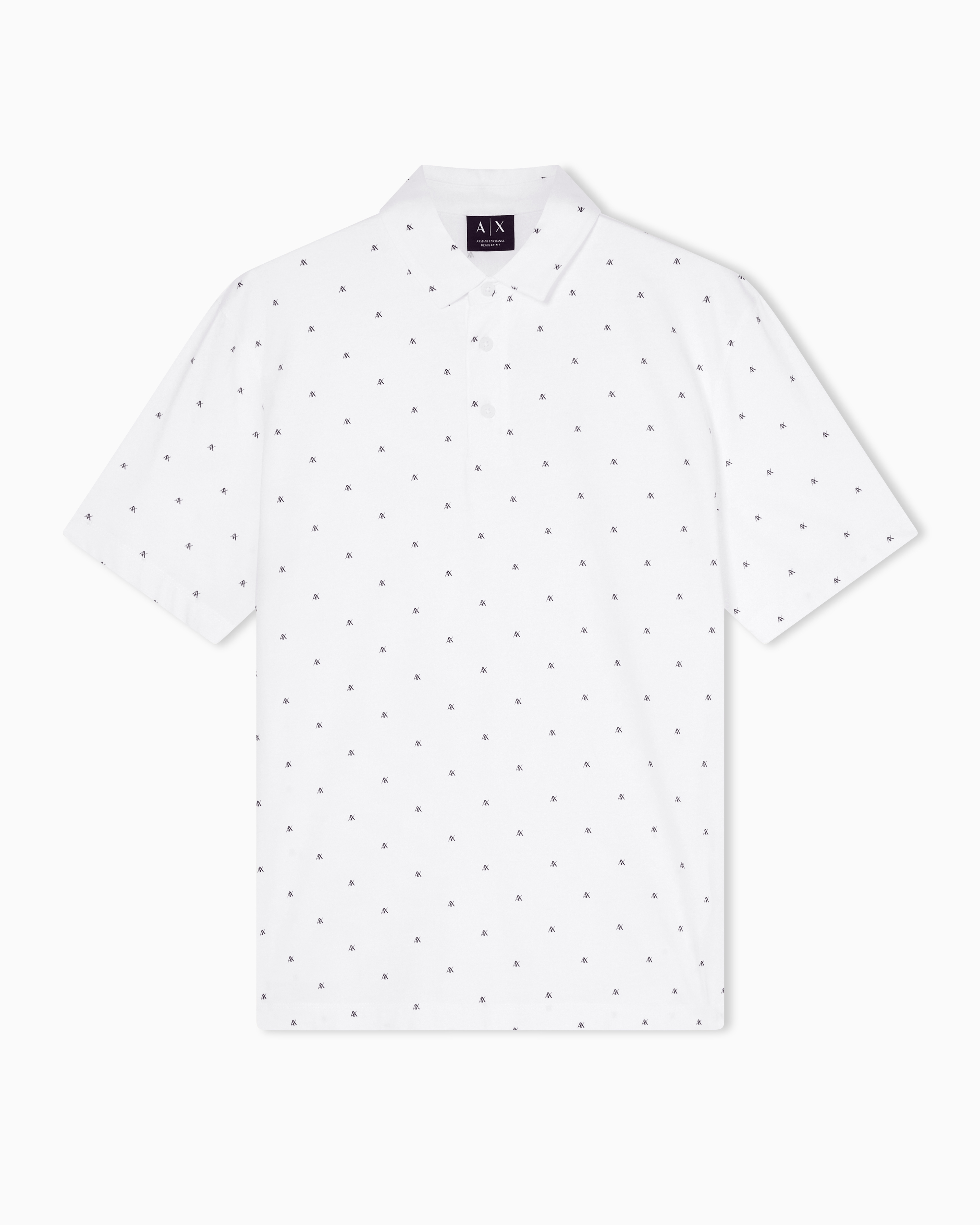 Armani Exchange White Polo Shirt With All-Over Logo Print