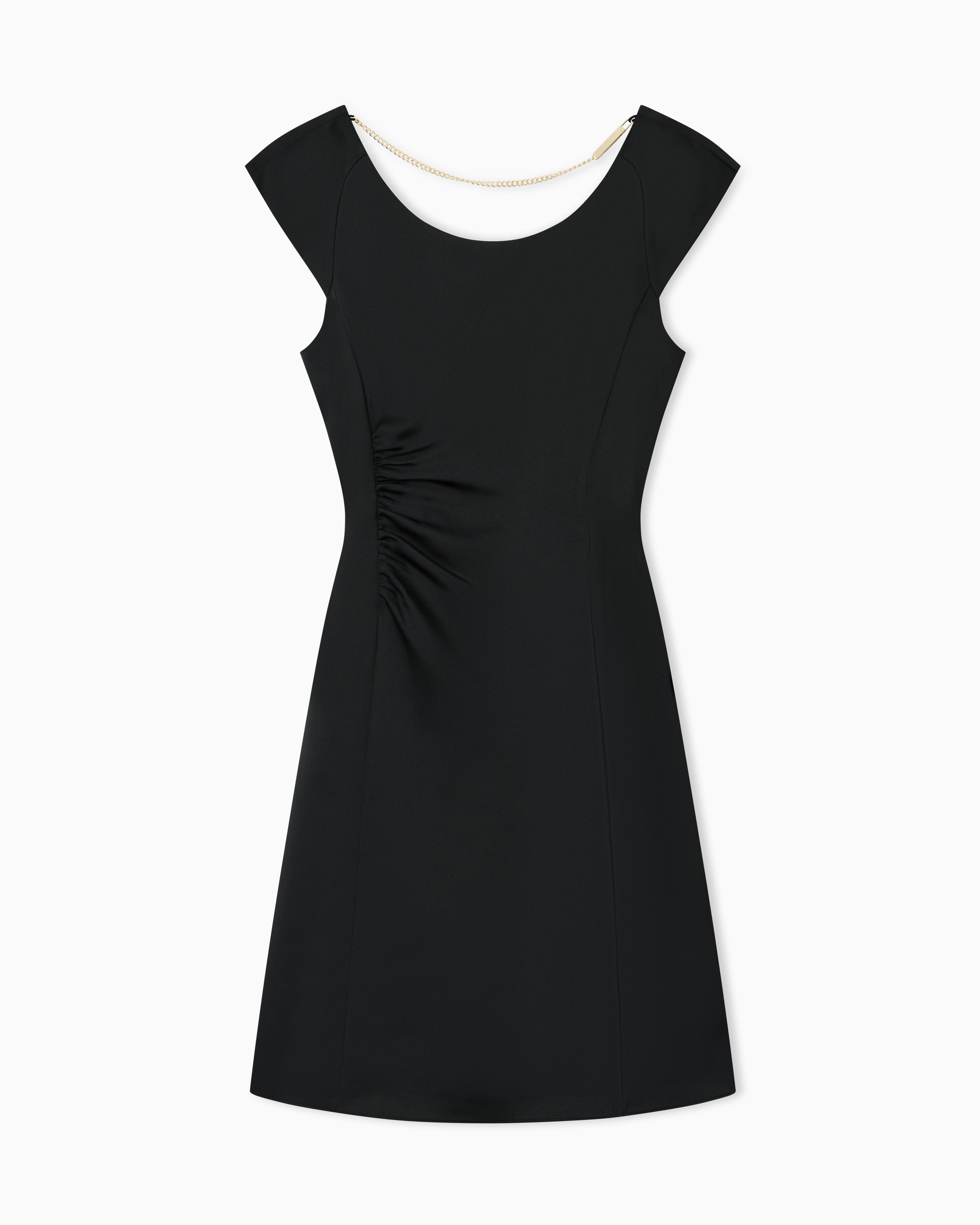Armani Exchange Black Crepe Satin Midi Dress