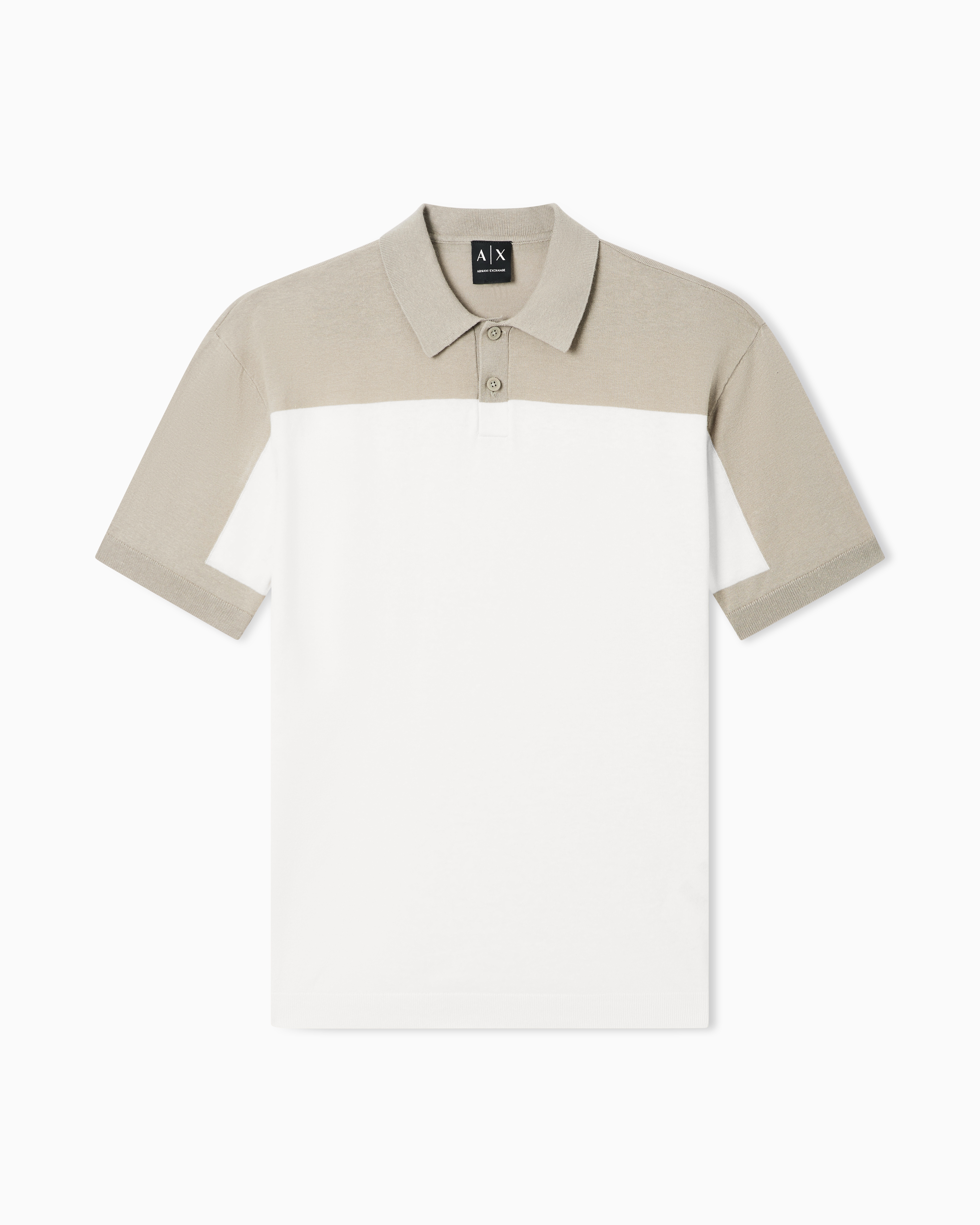 Armani Exchange Beige Linen And Cotton Knitted Polo Shirt