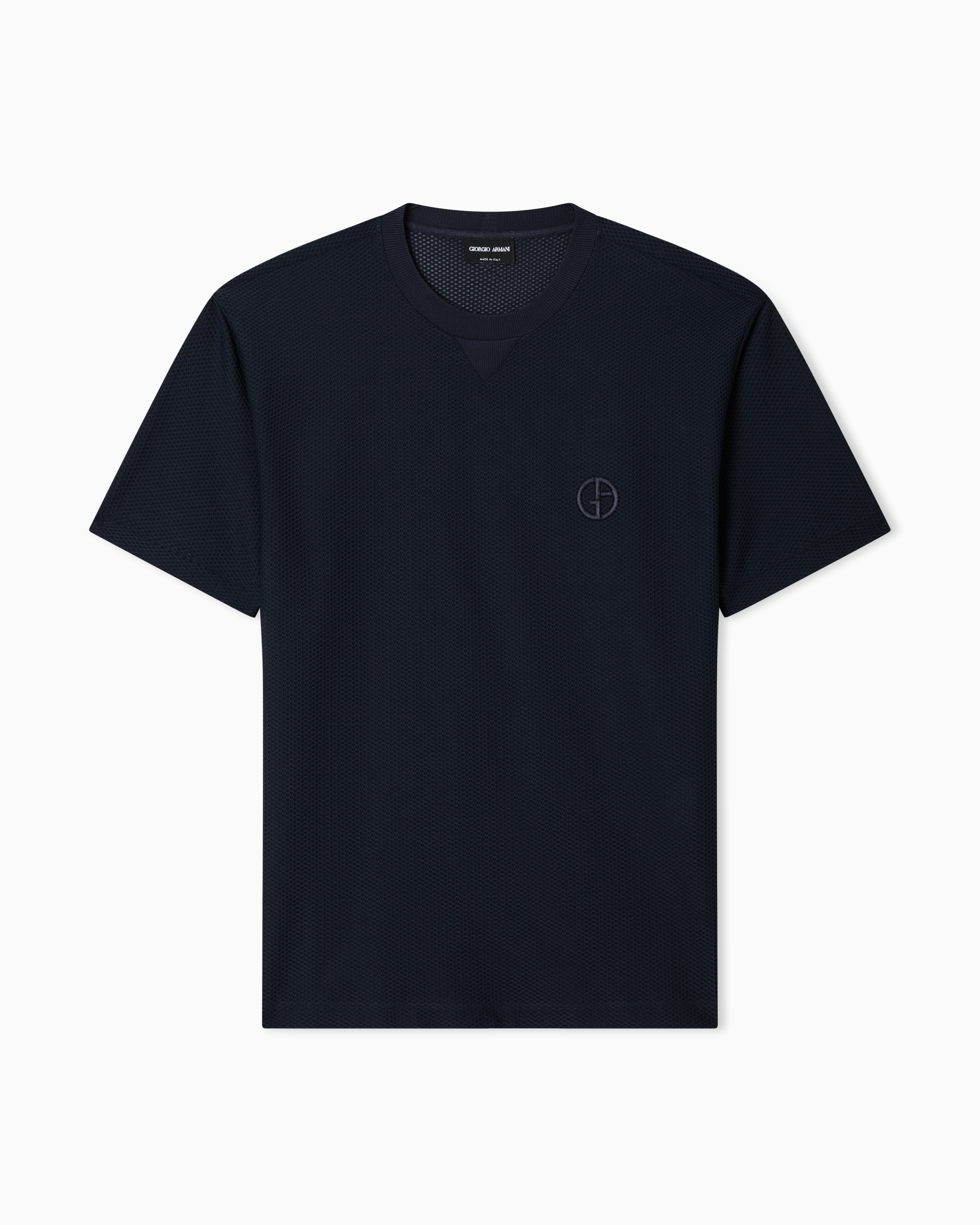 Giorgio Armani Navy Blue Technical Waffle T-Shirt