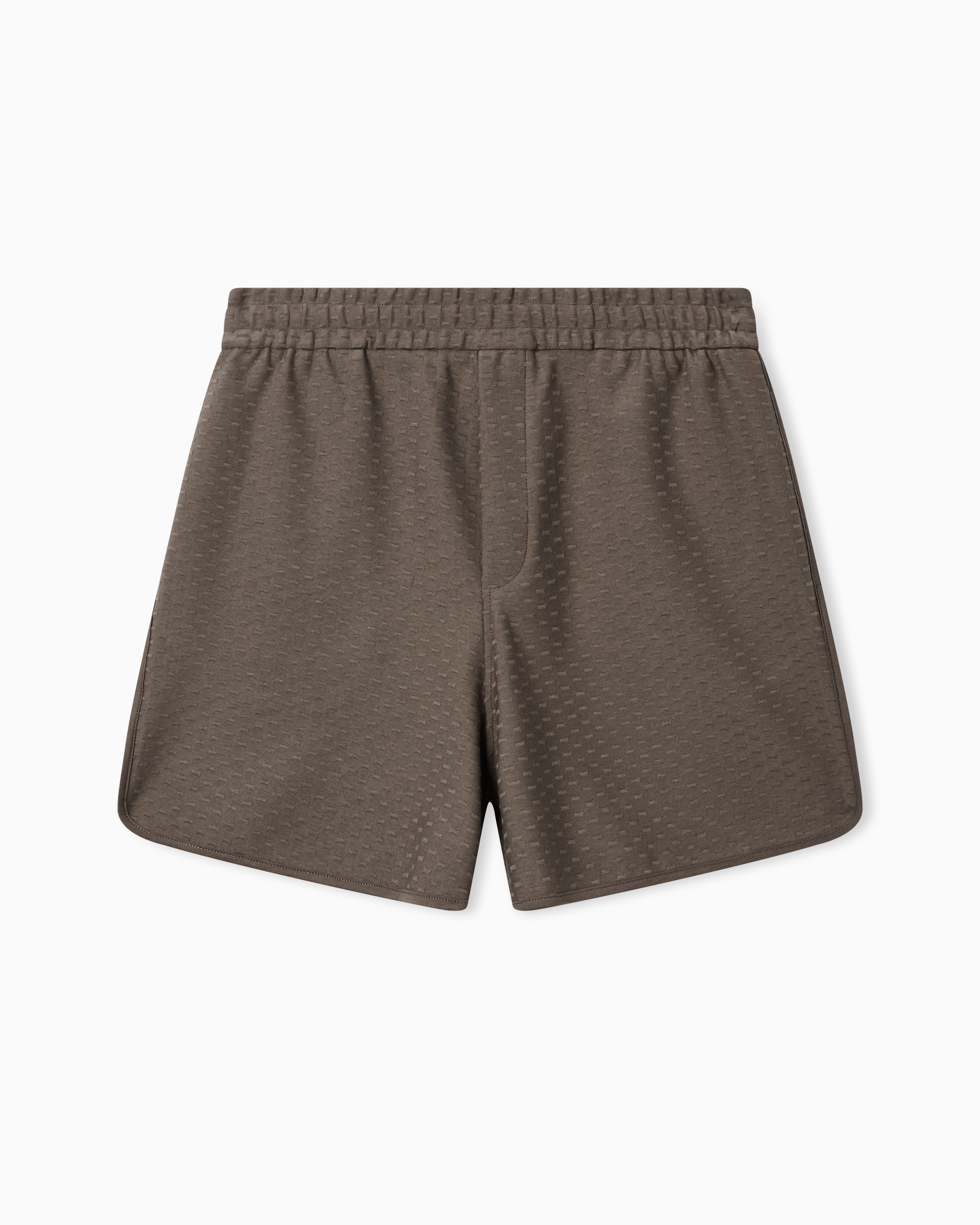 Emporio Armani Brown Shorts In All-Over Micro Eagle Jacquard Jersey