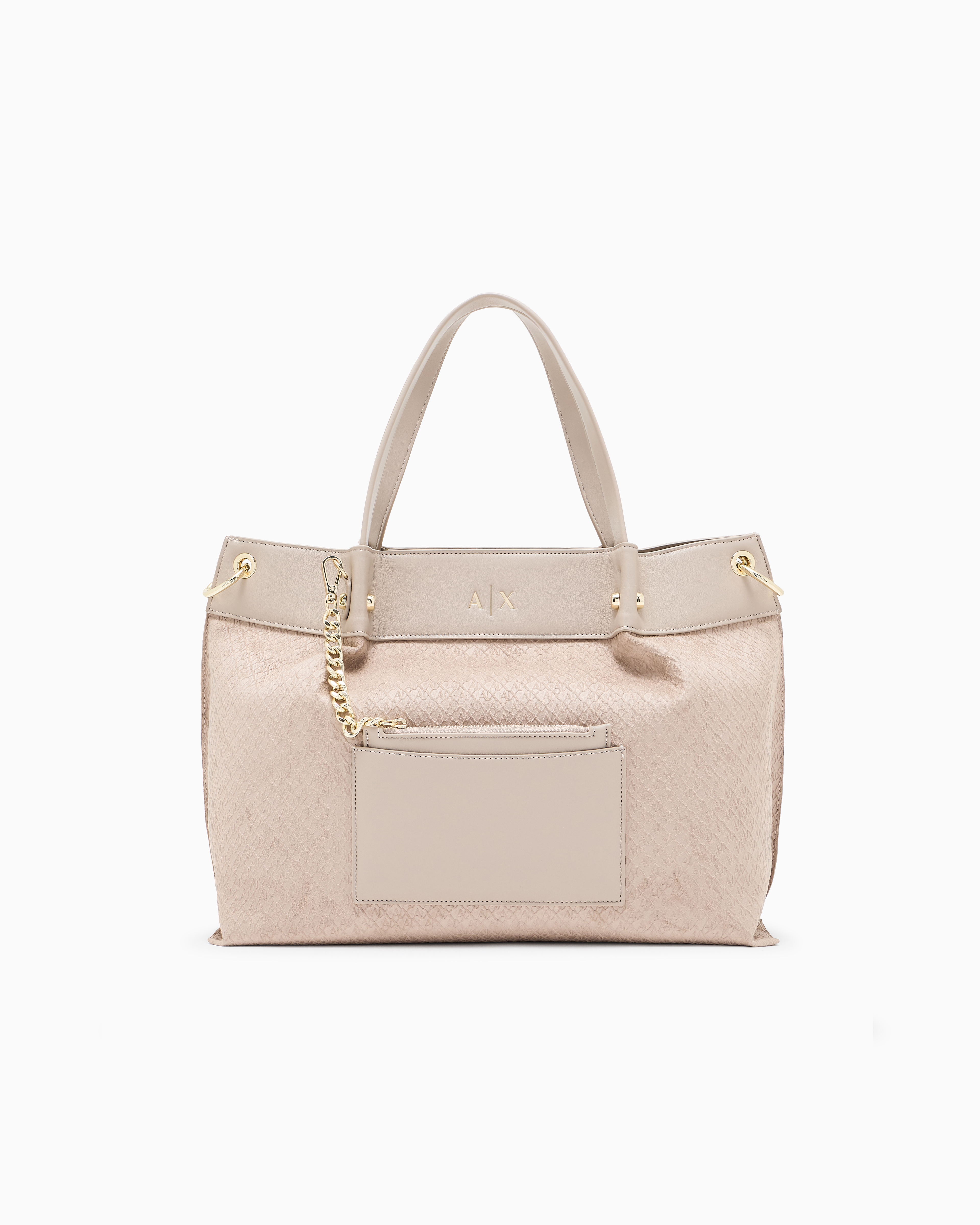 Armani Exchange Donna Shopper In Tessuto Con Logo Allover