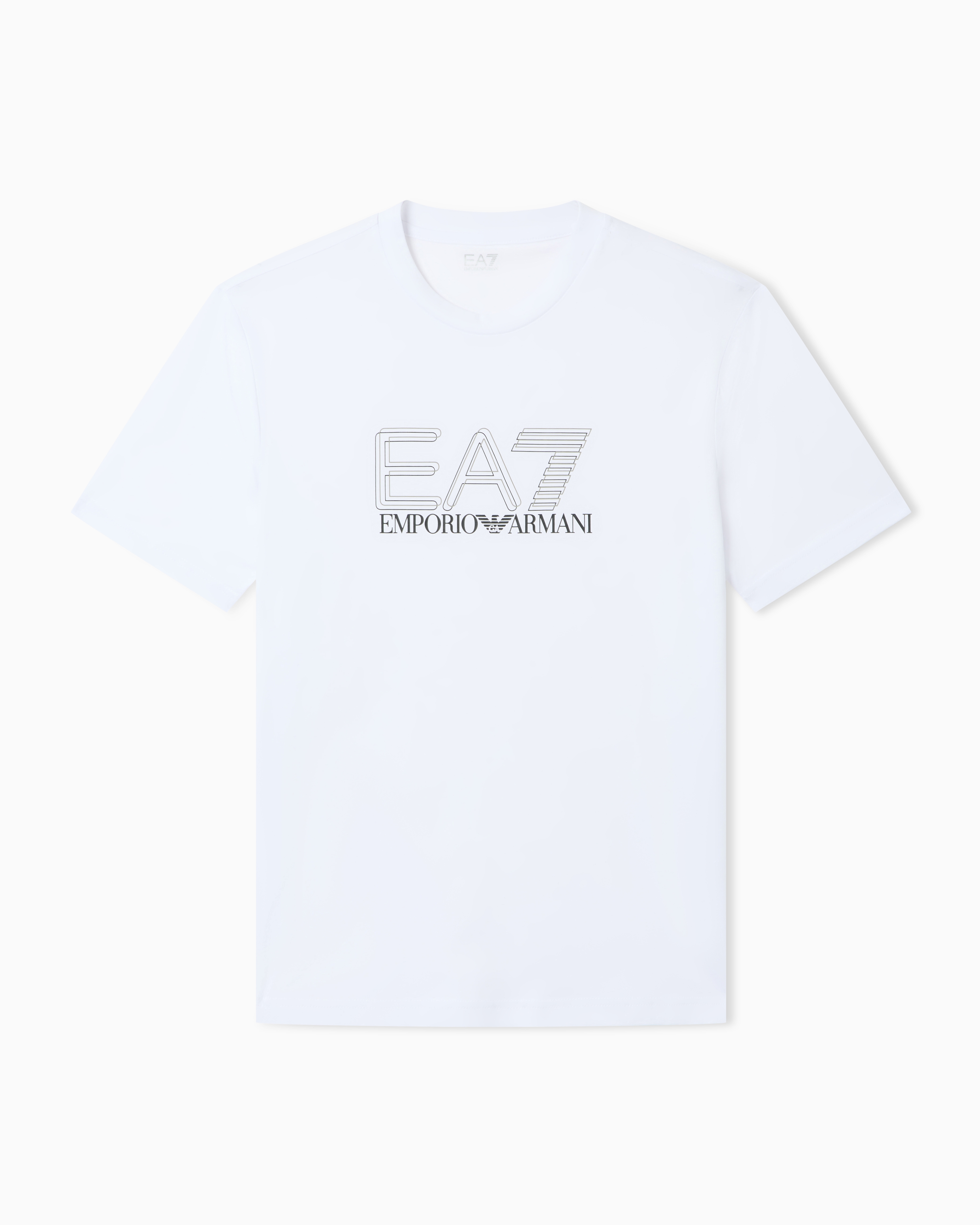 Ea7 White Visibility Cotton-Jersey Crew-Neck T-Shirt
