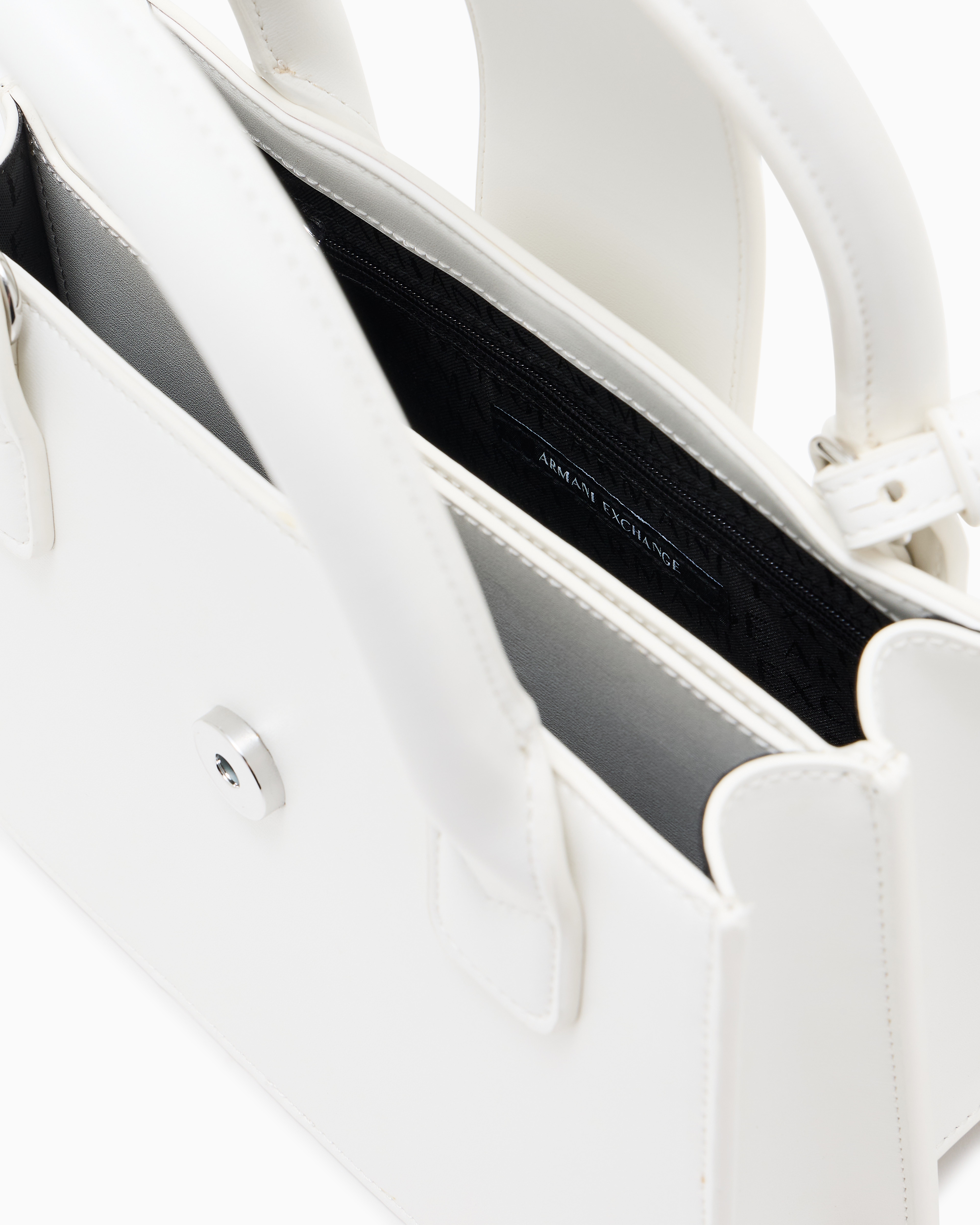 Structured handbag with faux leather finish and logo | Armani Exchange Structured handbag with faux leather finish and logo | Armani Exchange