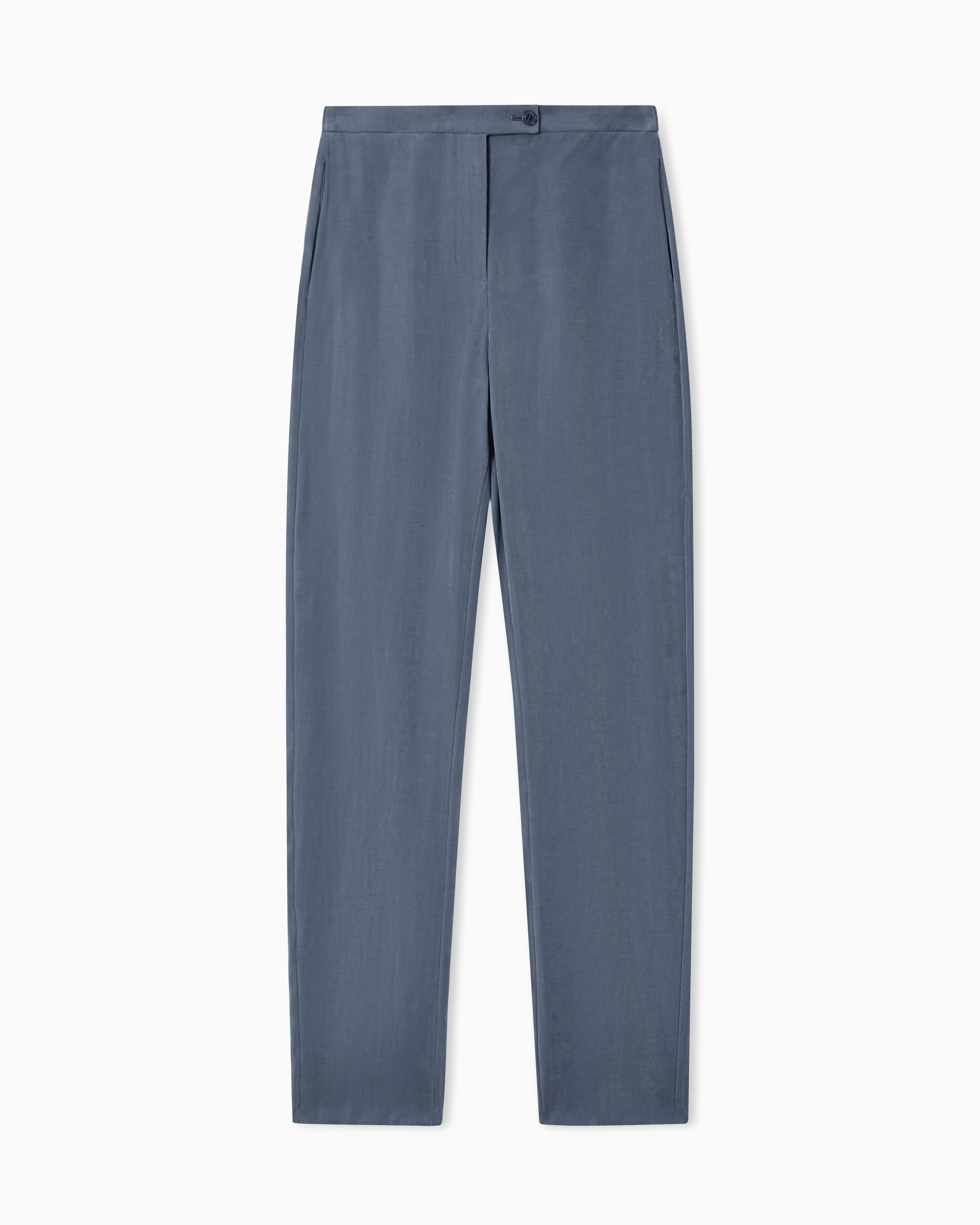 Emporio Armani Blue Washed Modal Twill Trousers