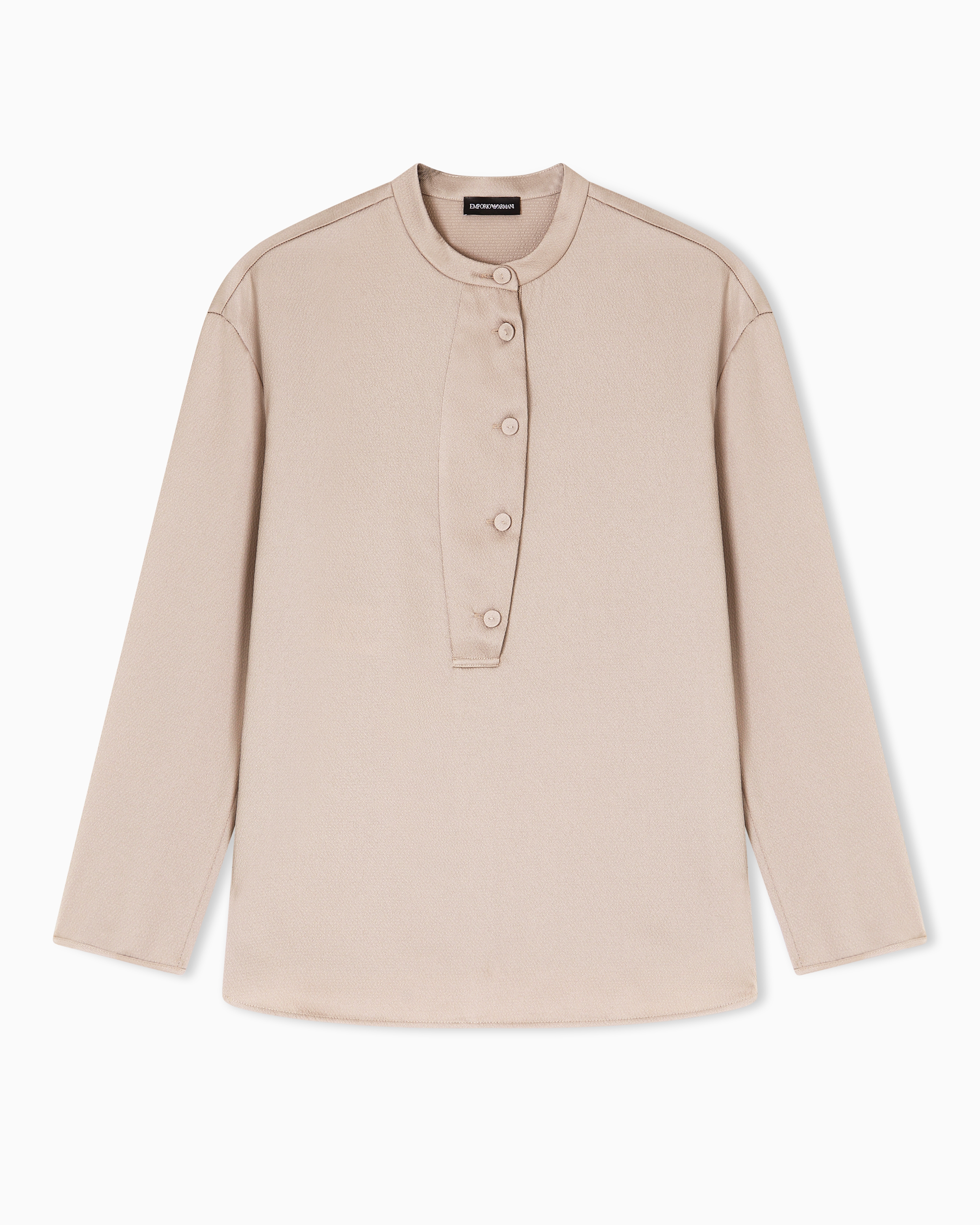 Emporio Armani Beige Shirt With Partial Buttoning In Twill Crêpe