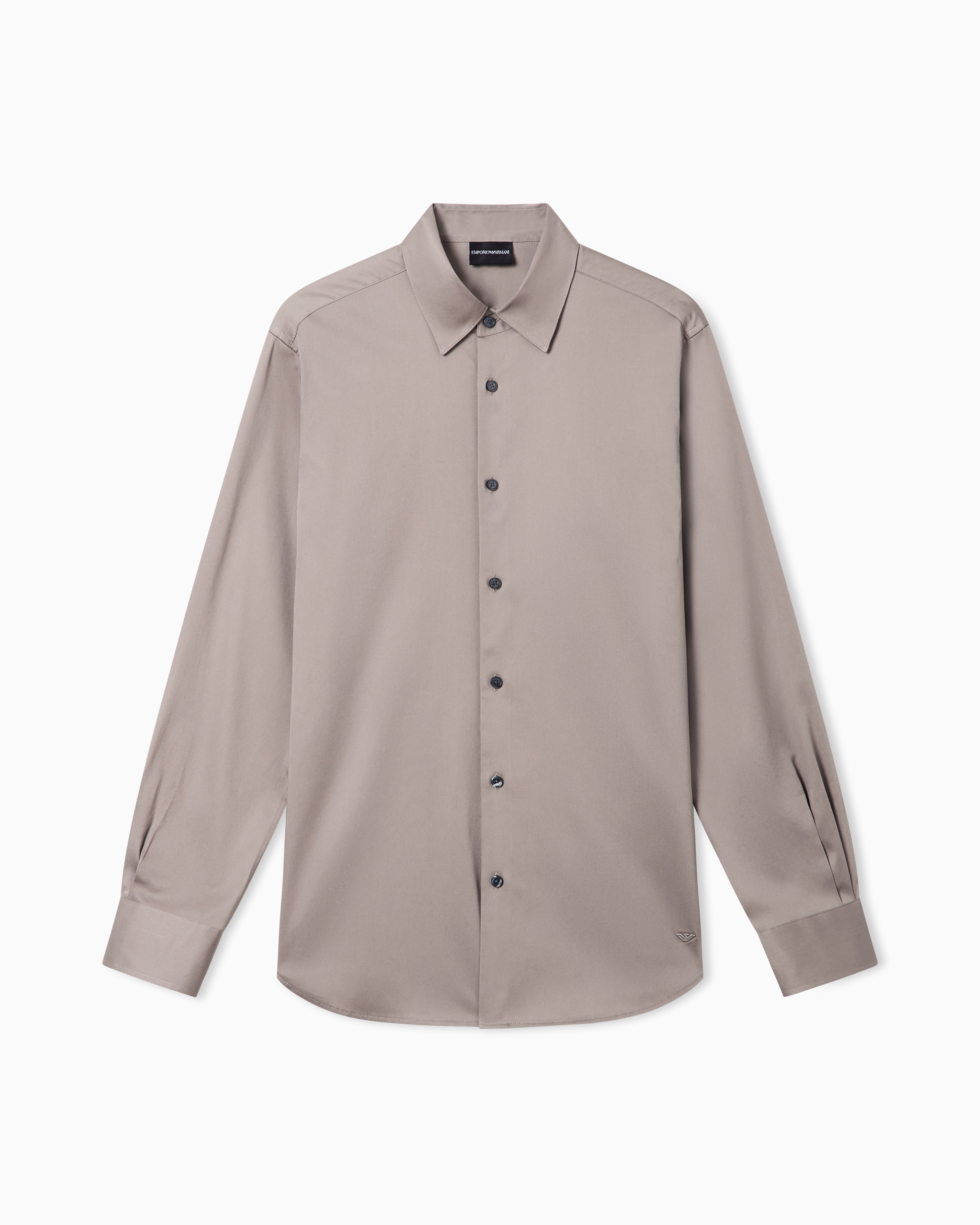 Emporio Armani Men's Grey Stretch Pima Cotton Shirt