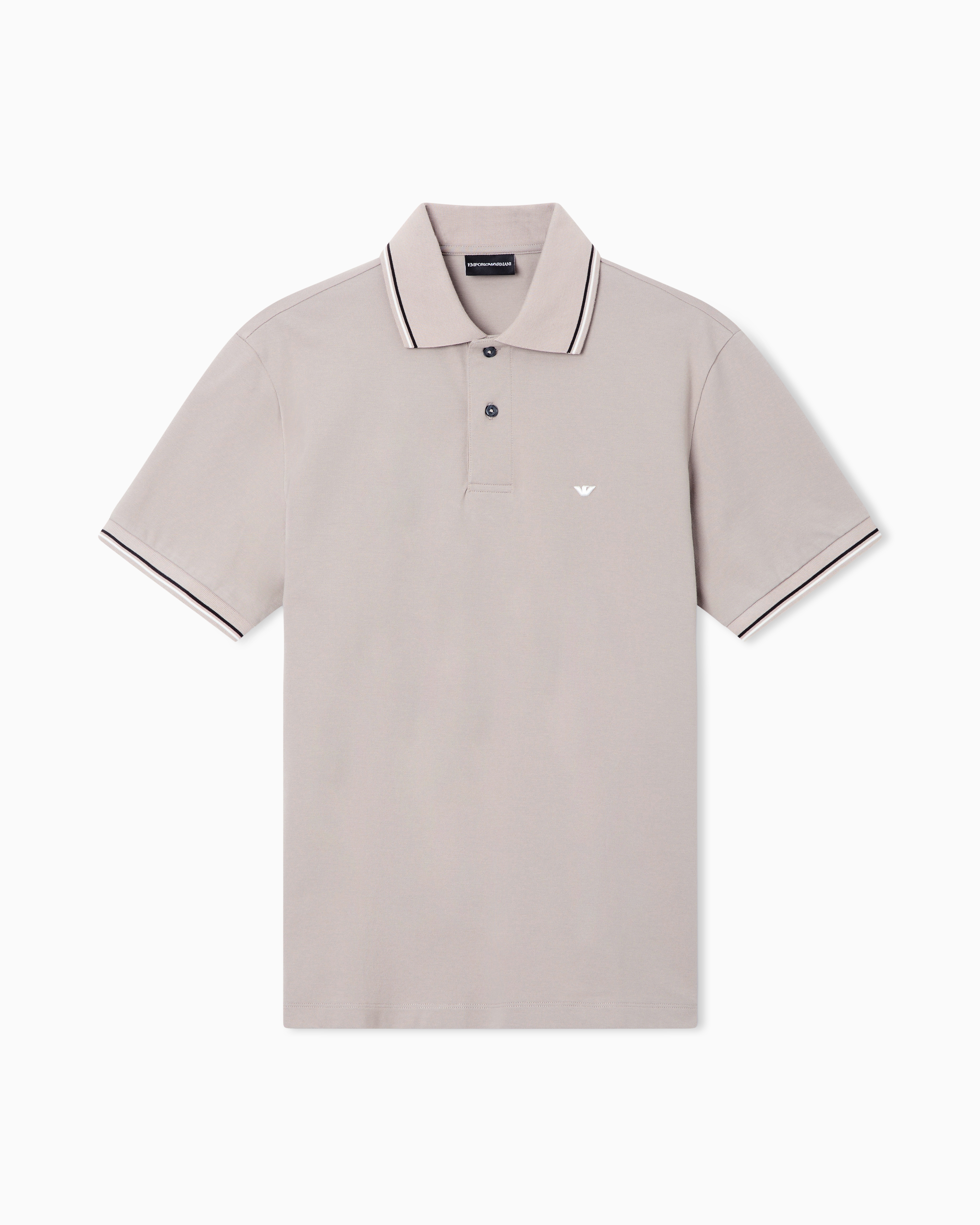 Emporio Armani Grey Polo Shirt Essential In Regular Fit Cotton Jersey