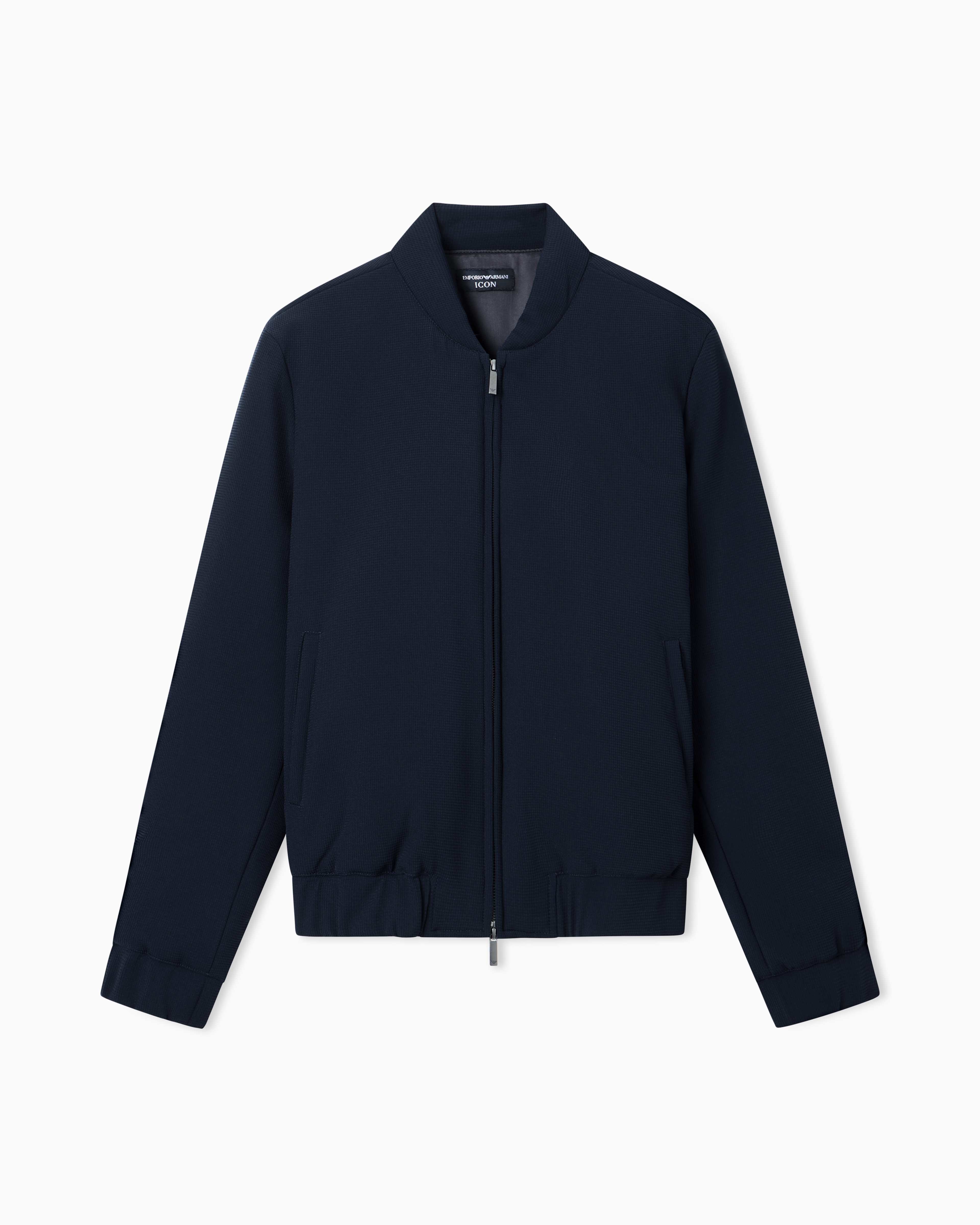 Emporio Armani Blue Icon 3D Piqué-Effect Crêpe Jersey Blouson