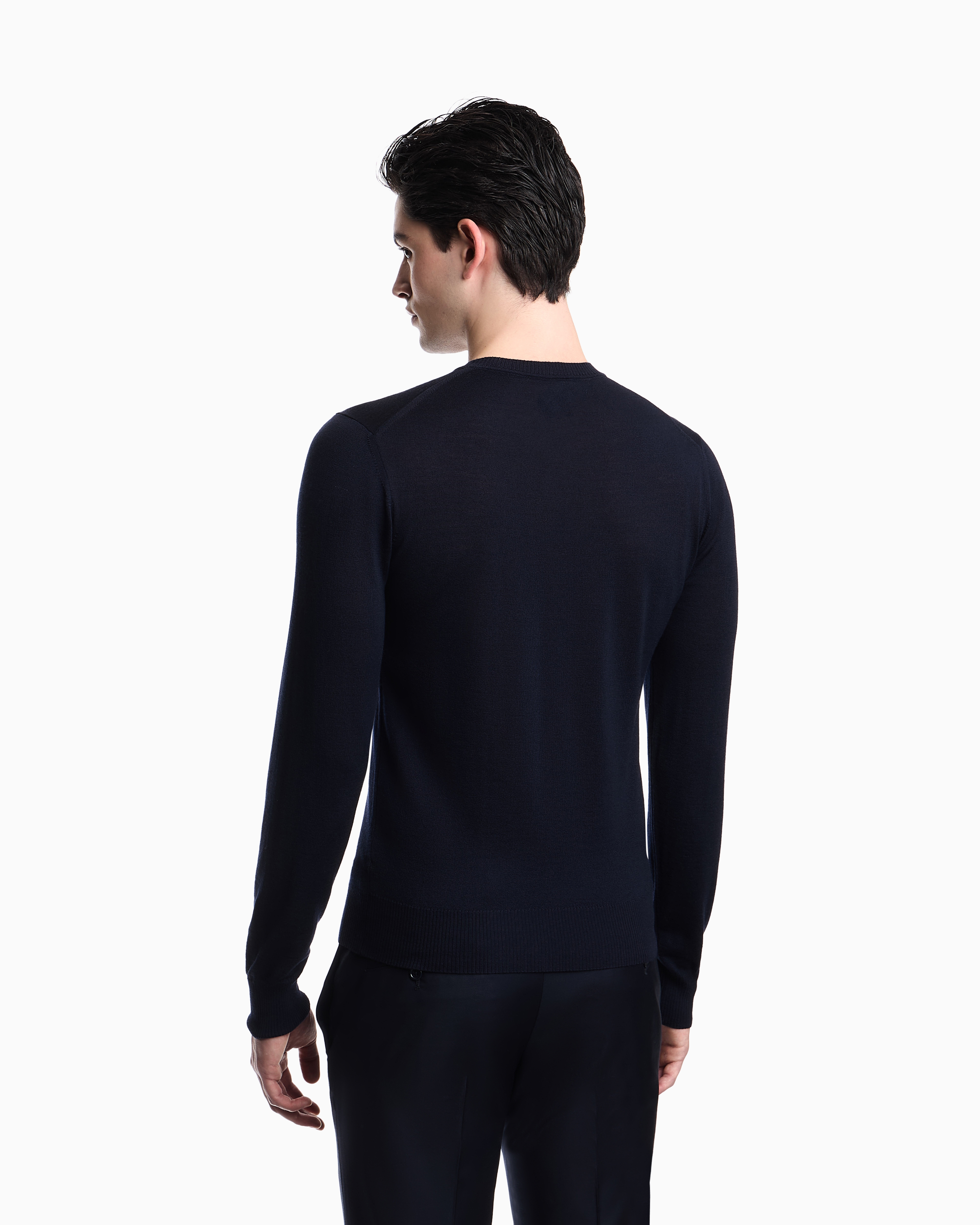 Pullover Essential in virgin wool with ribbed trims | Emporio Armani