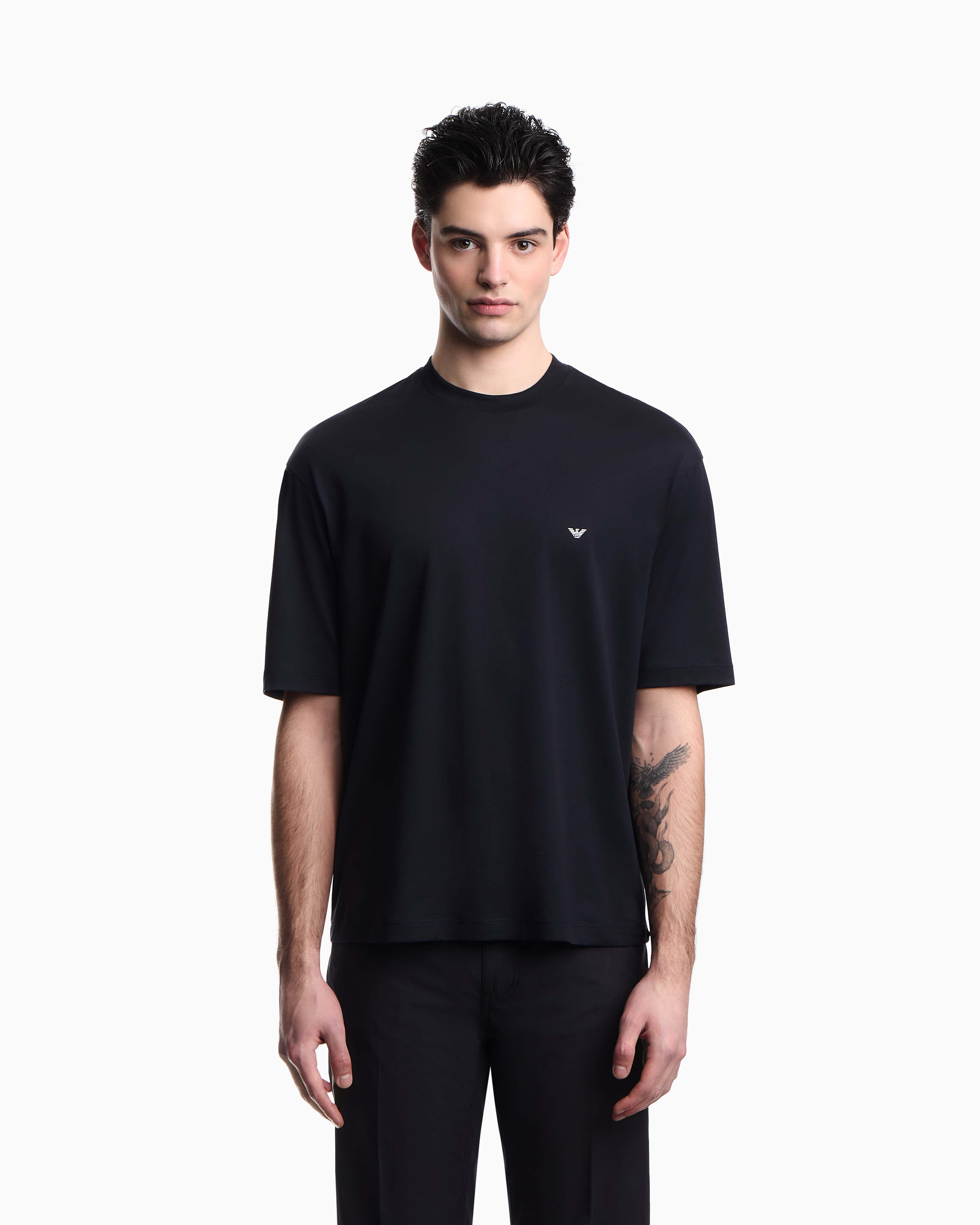 EMPORIO ARMANI (M) プリント スタッズ グレー Tシャツ EMPORIO ARMANI - EMPORIO ARMANI (M) プリント スタッズ グレー T