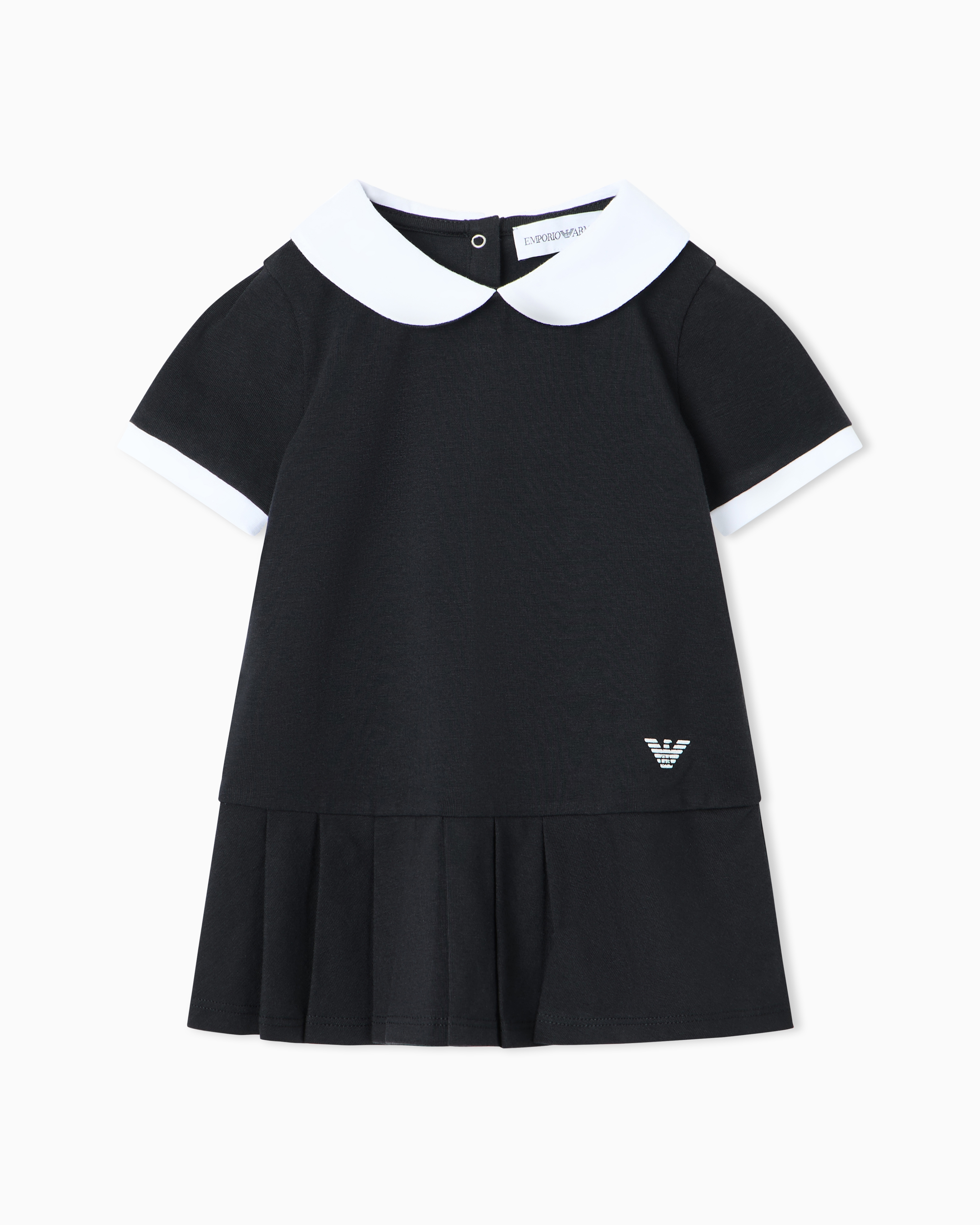 Emporio Armani Abito Collo Claudine In Jersey Con Gonna A Pieghe