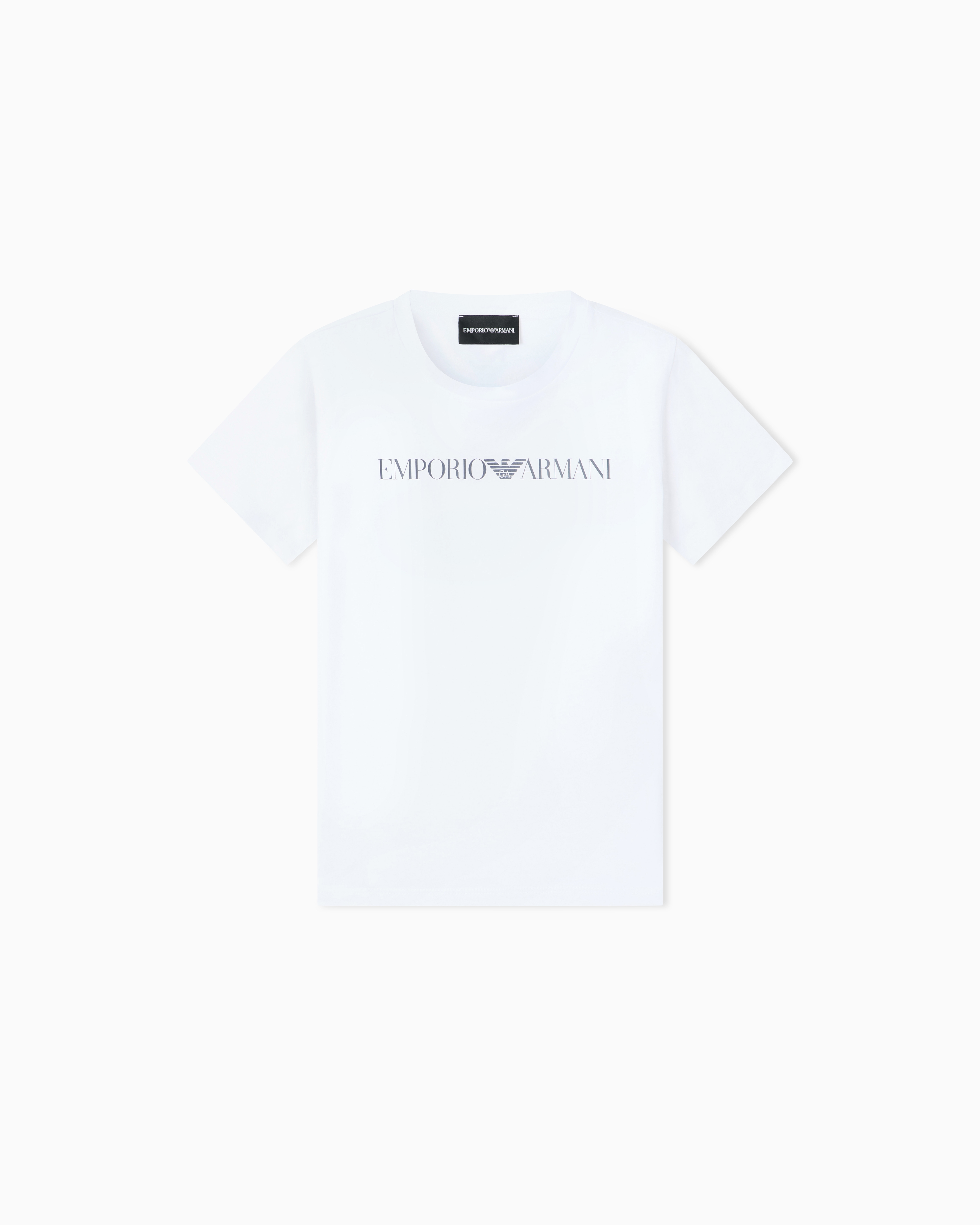 Emporio Armani White Pima-Jersey T-Shirt With Logo