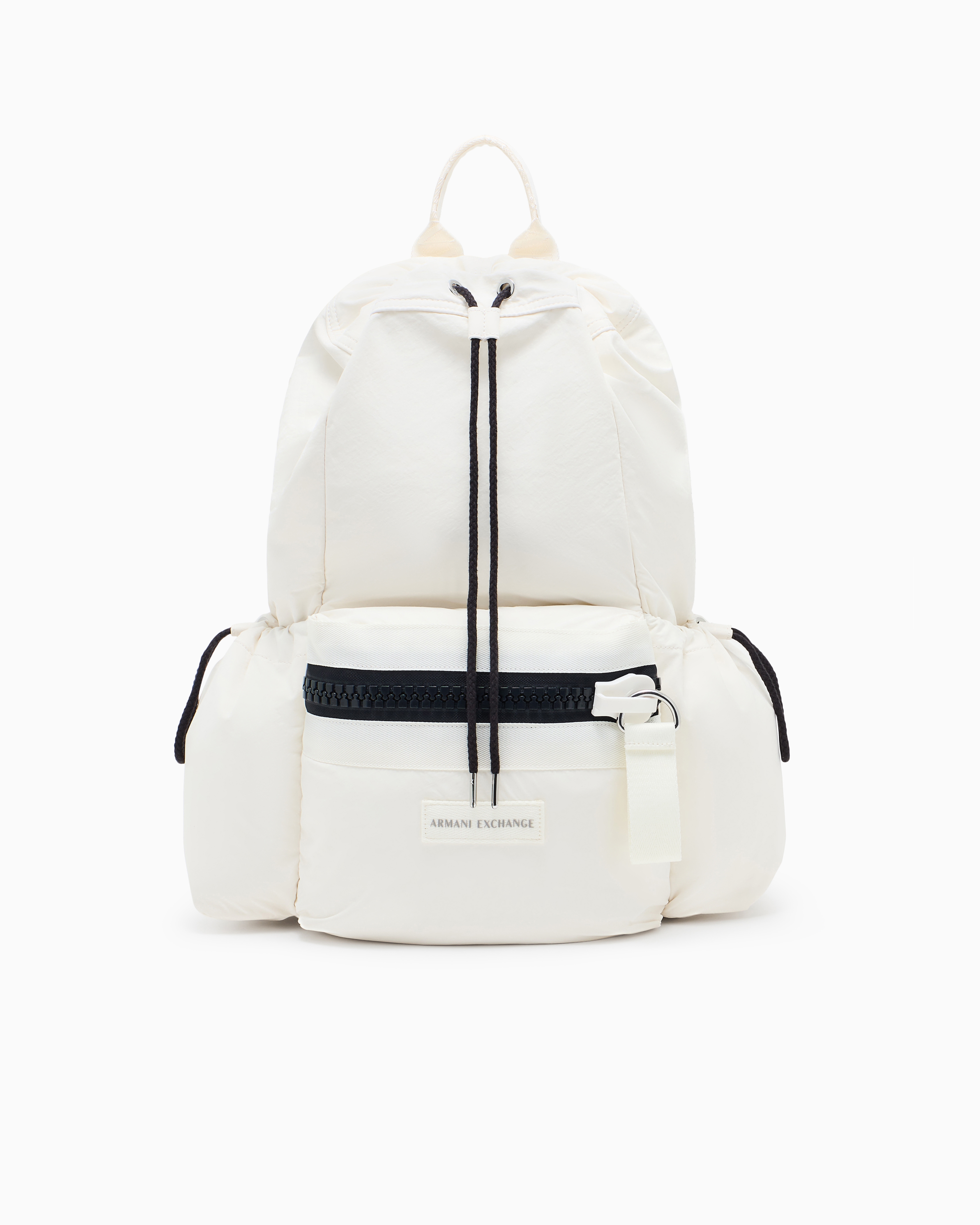 Armani Exchange White Fabric Backpack With Contrasting Details
