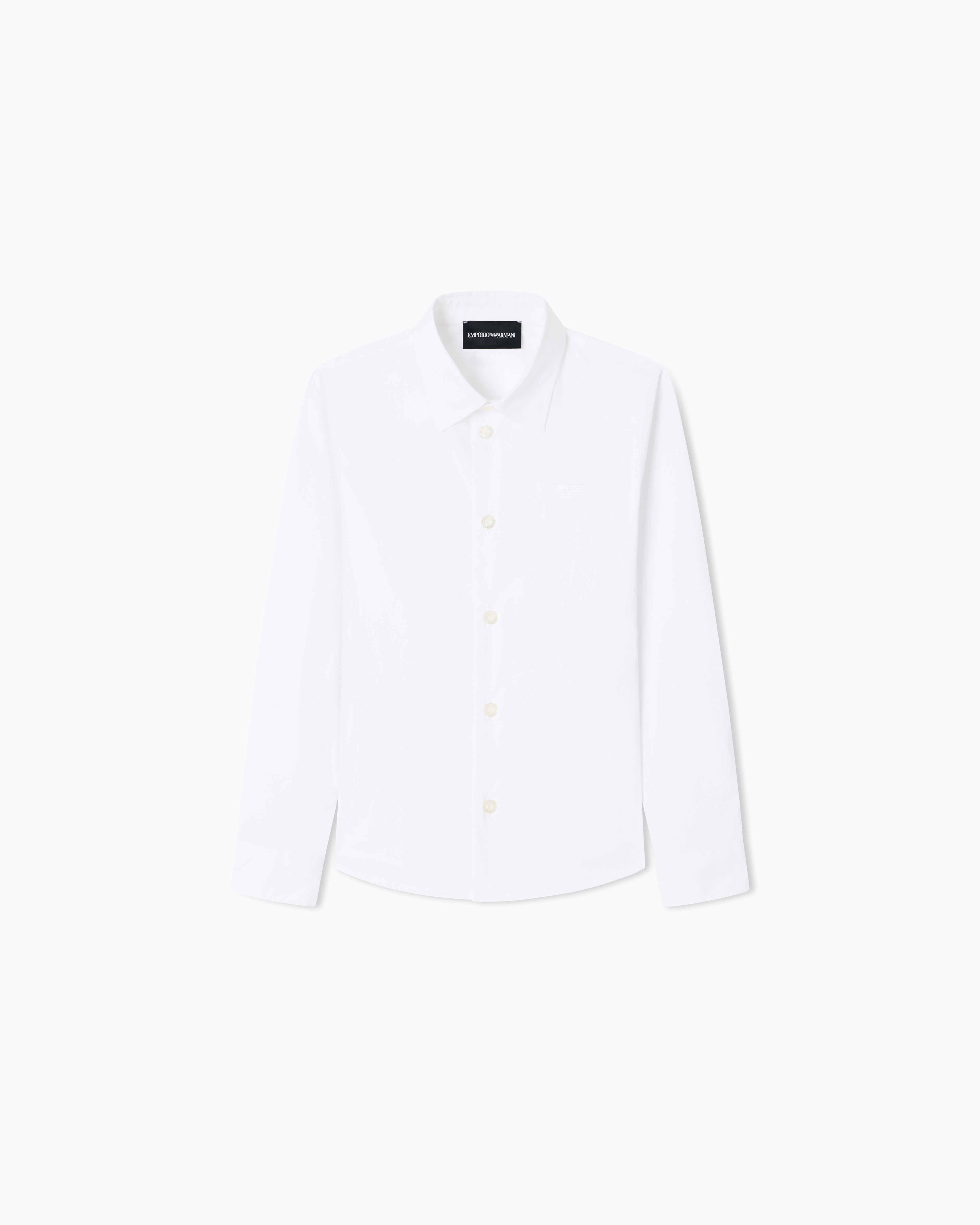 Emporio Armani White Poplin Shirt With Monochromatic Eagle Embroidery