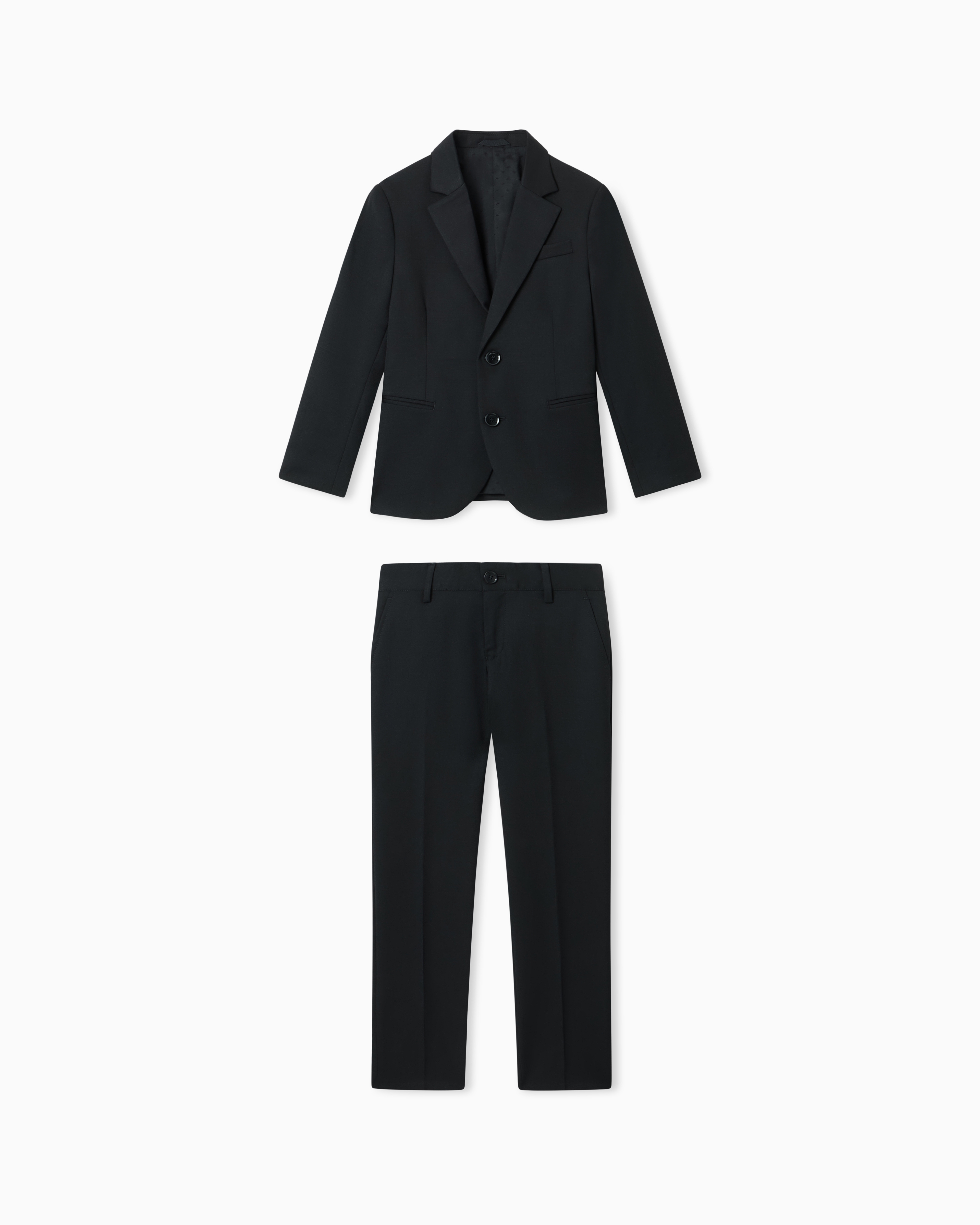 Emporio Armani Black Single-Breasted Suit In Light Virgin Wool