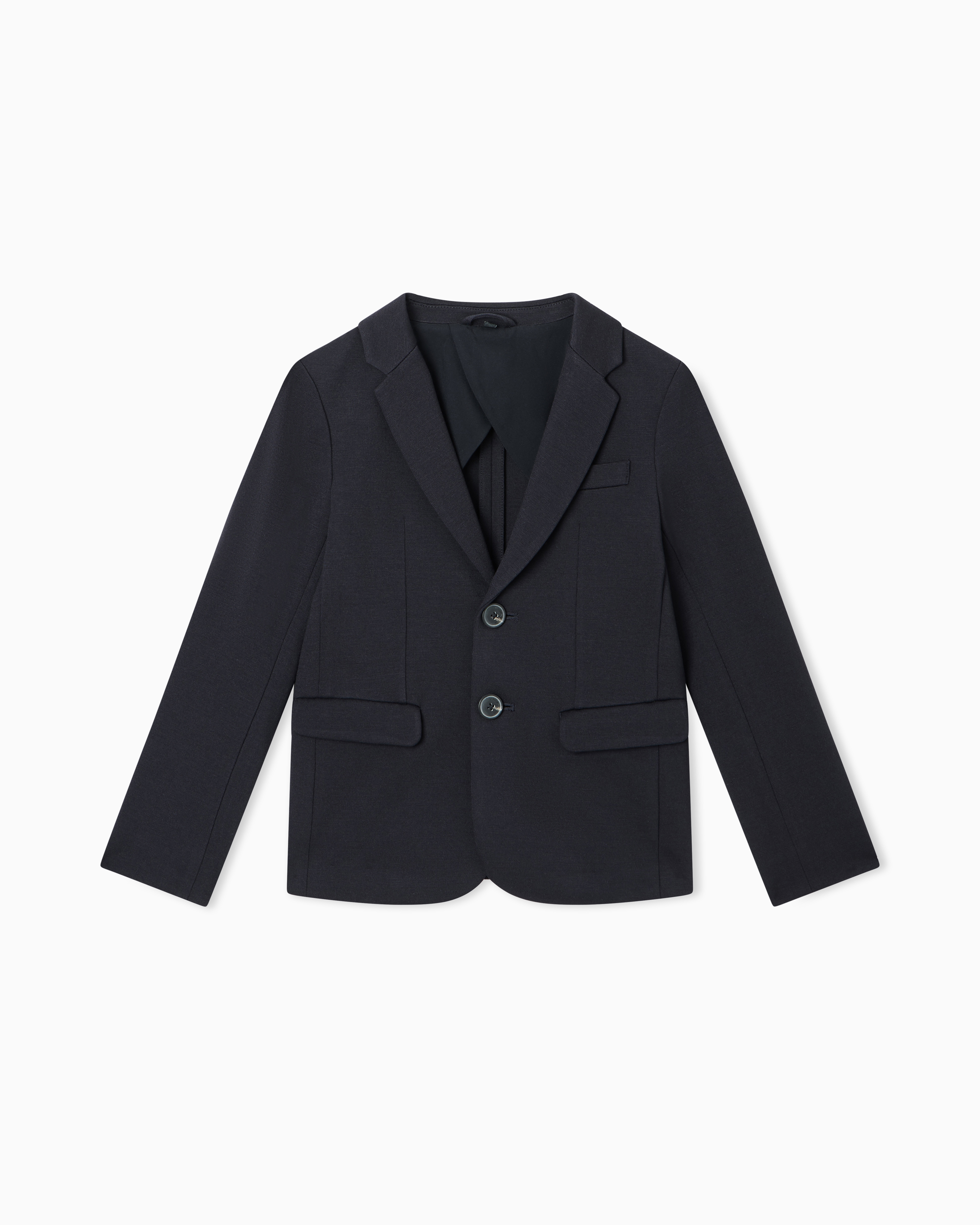 Emporio Armani Navy Blue Stitched-Jersey Single-Breasted Jacket