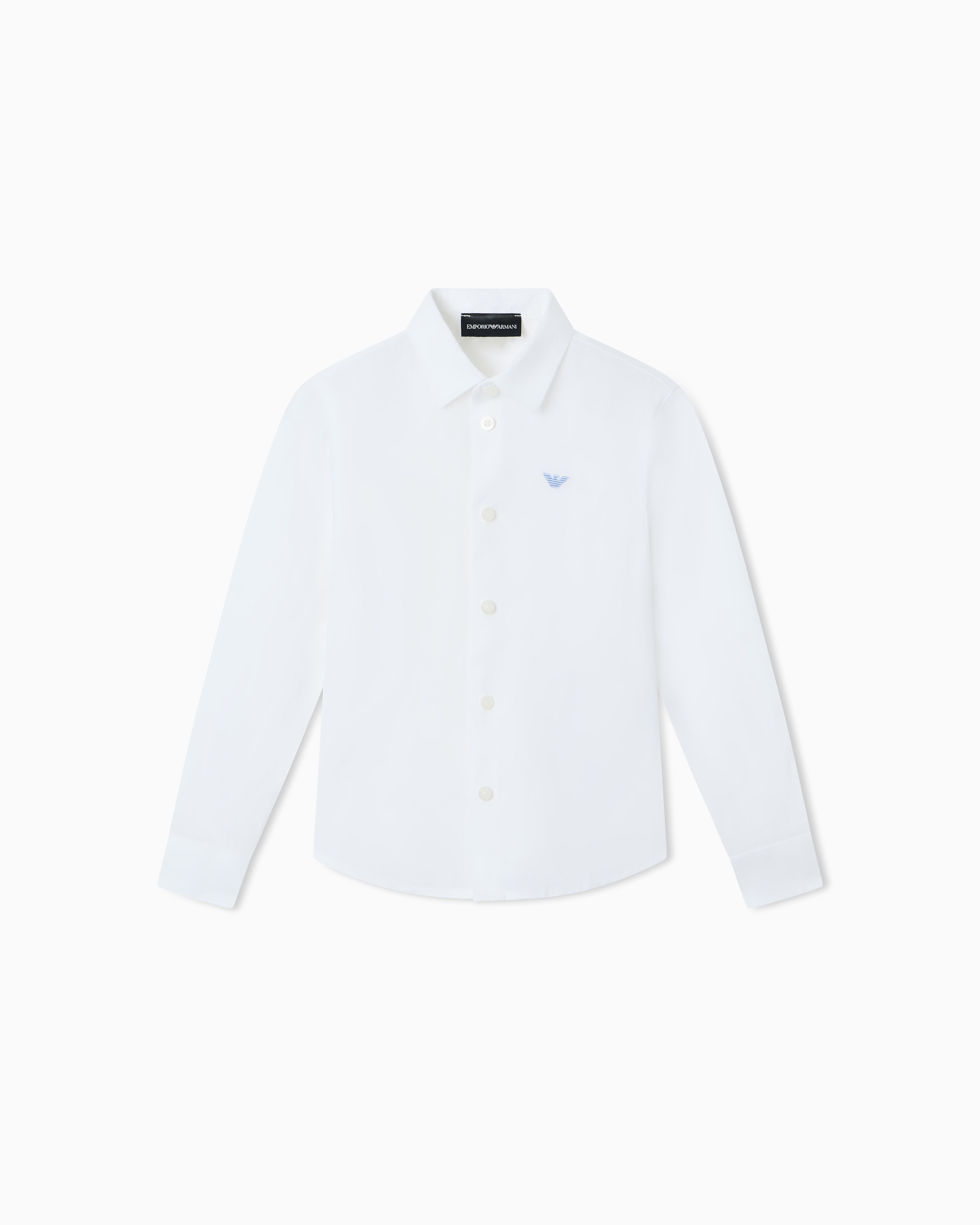 Emporio Armani White Linen Shirt With Eagle Embroidery