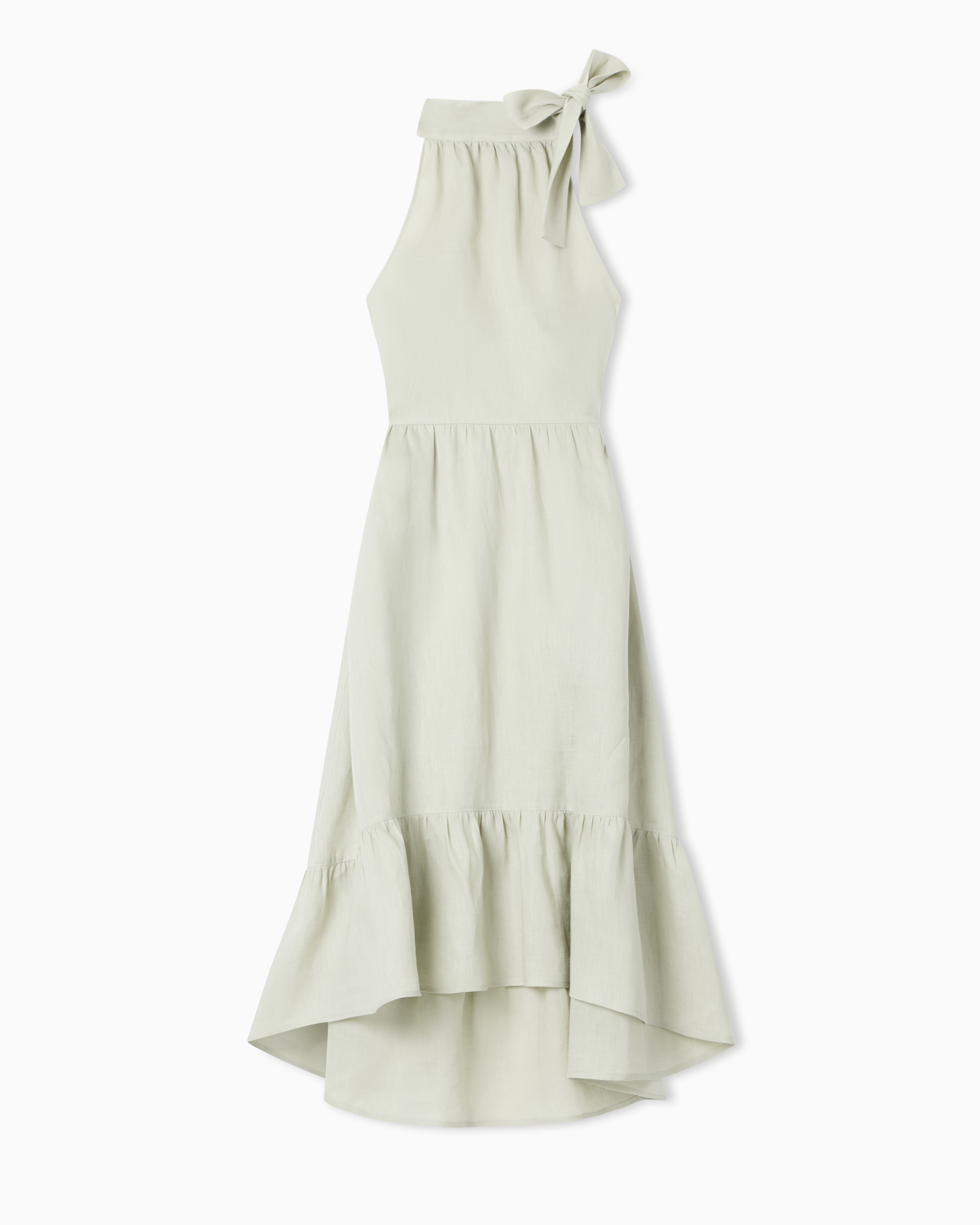 Armani Exchange Beige Short Linen Poplin Dress