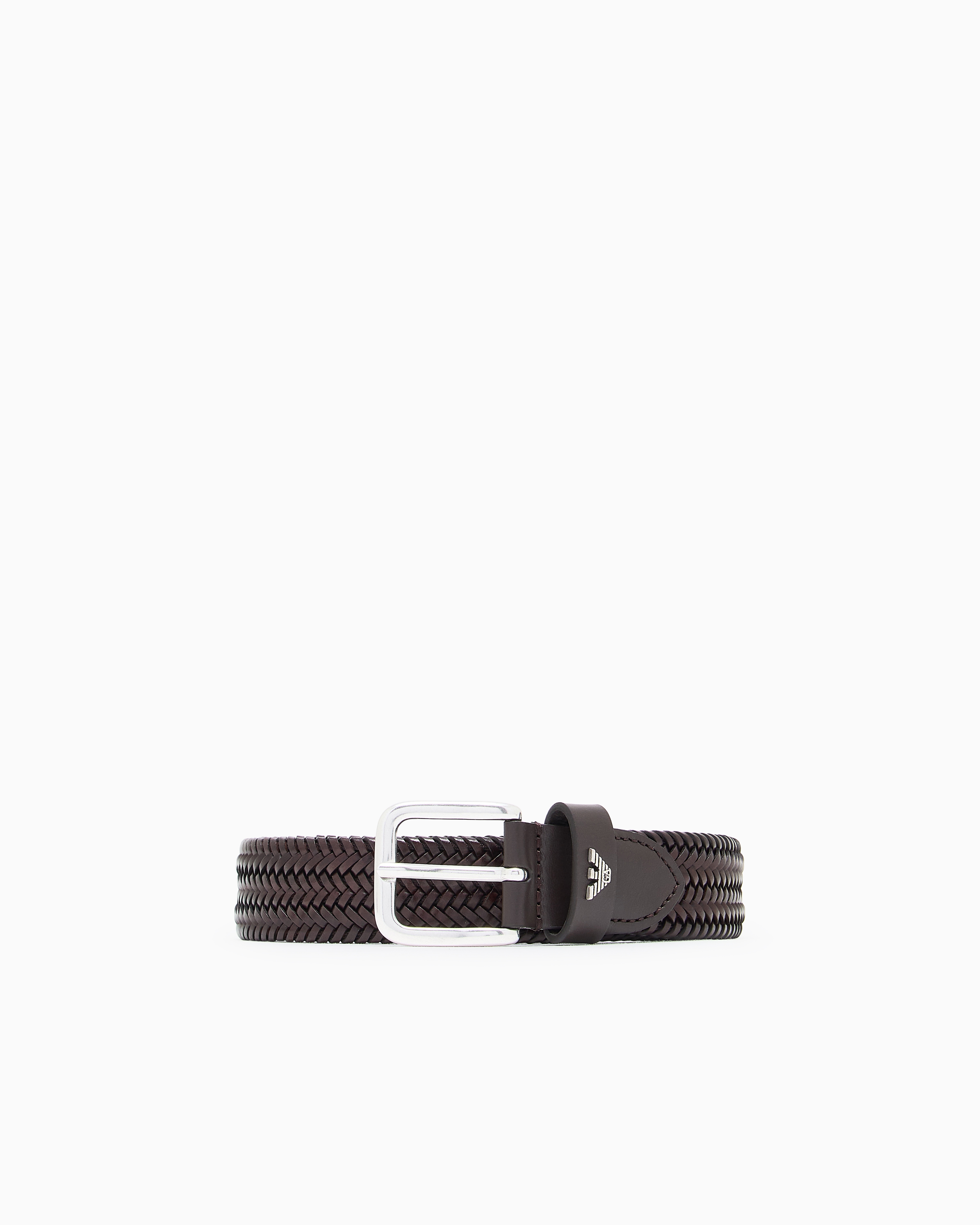 Emporio Armani Brown Woven-Leather Belt
