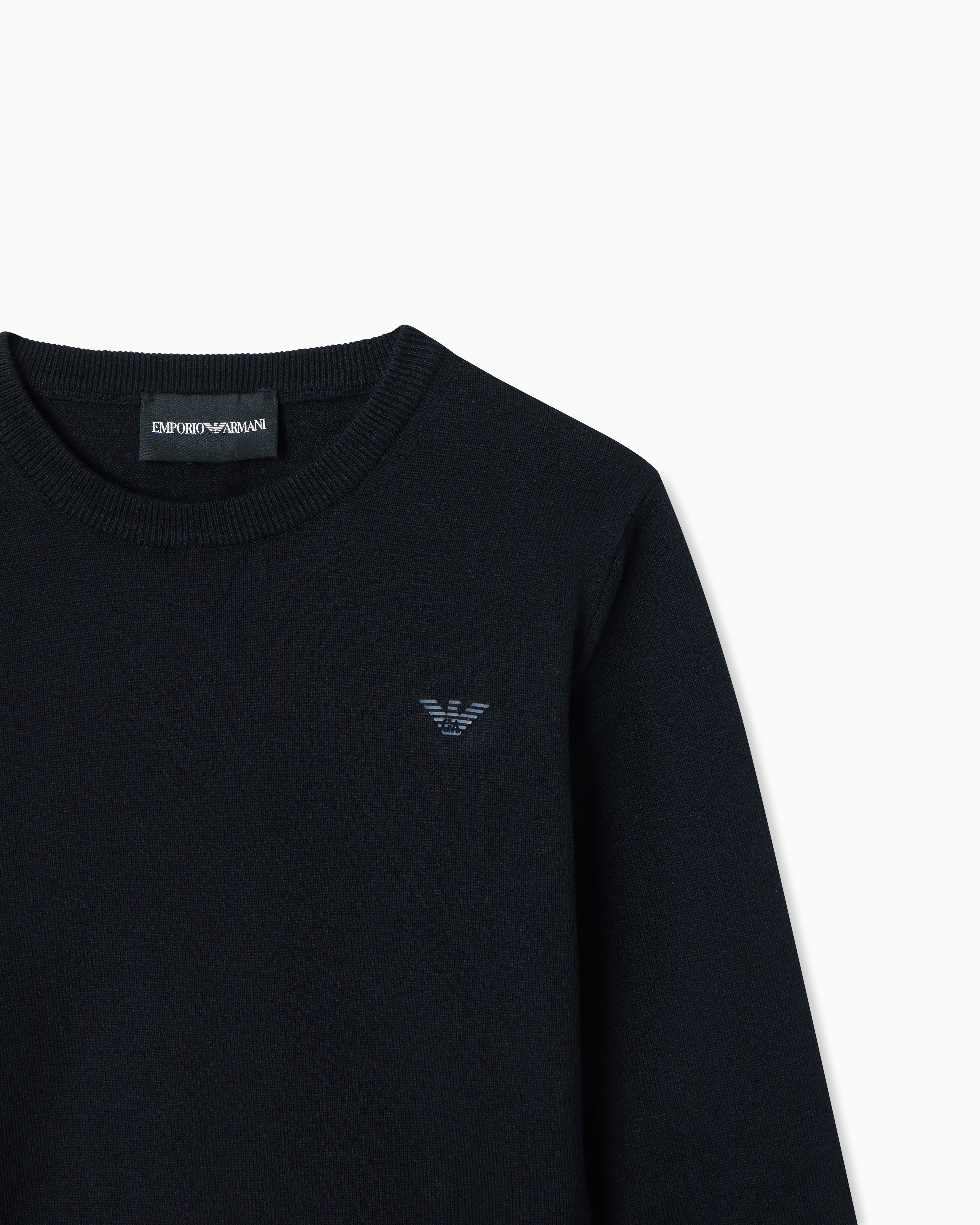 Wool-blend jumper with micro-eagle embroidery | Emporio Armani