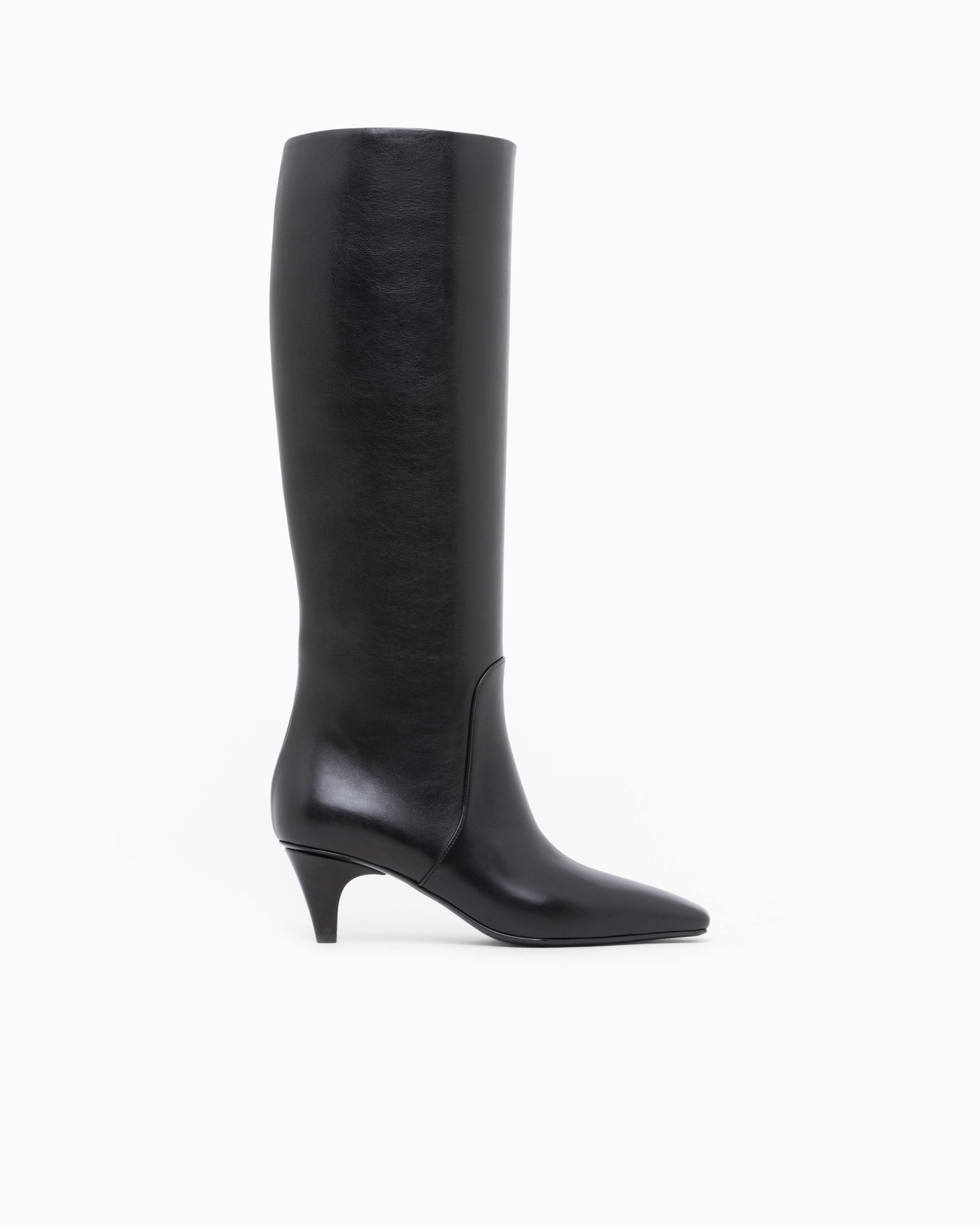 Giorgio Armani Black Boot In Leather With A Leather Sole