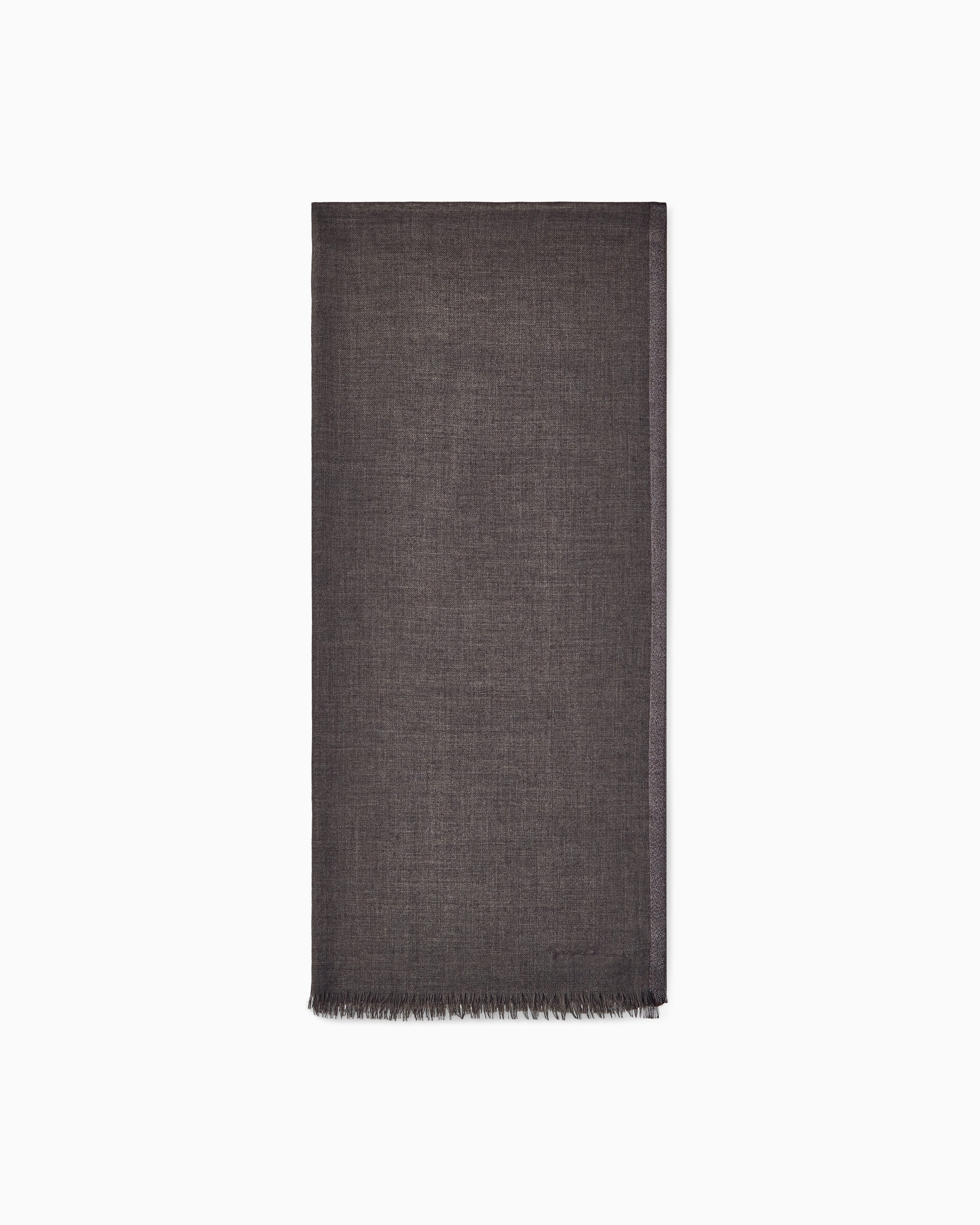 Giorgio Armani Brown Stole In Cashmere And Silk With A Shiny Viscose Border
