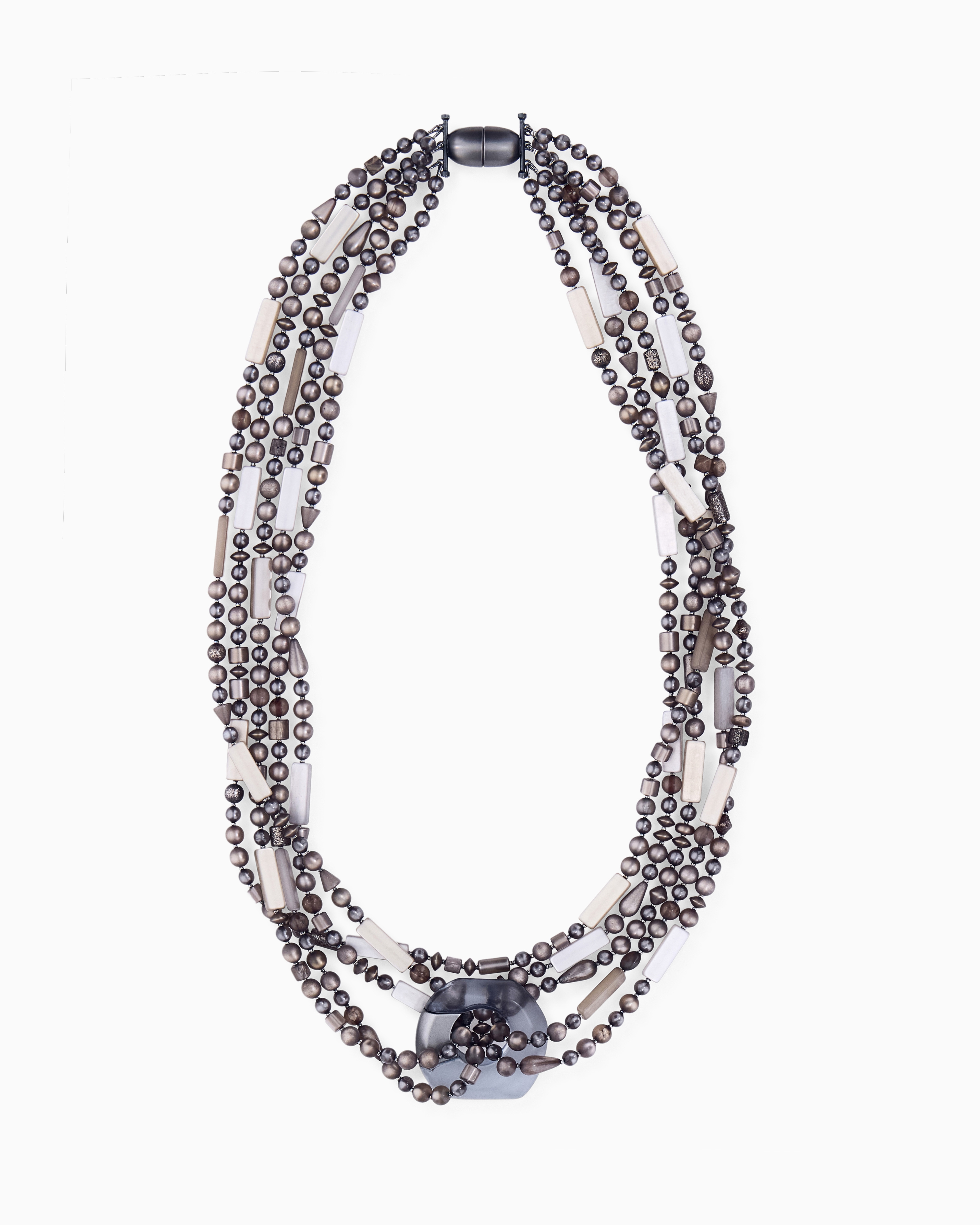Giorgio Armani Women's Grey Necklace In Resin And Brass